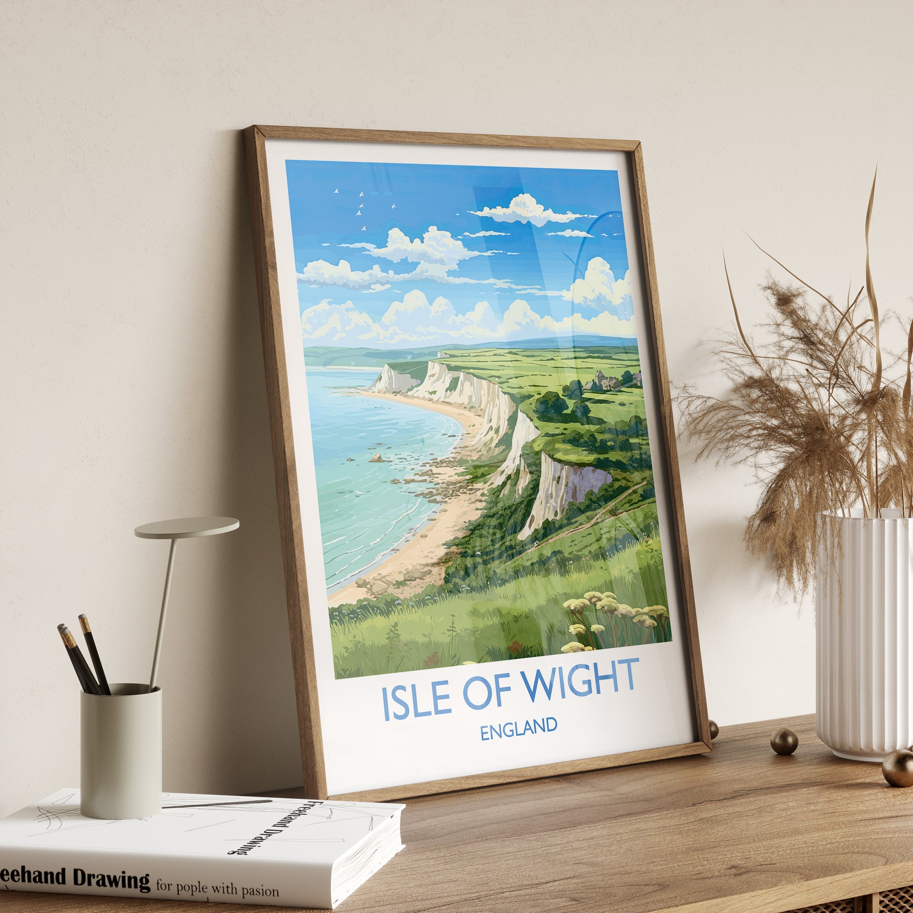 Isle of Wight Travel Print, Travel Poster of Isle of Wight, England, Coast Art, Isle of Wight Gift, Wall Art Print NQ Media Designs