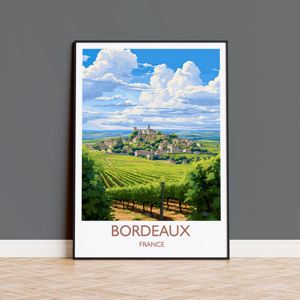 Bordeaux Travel Print, Travel Poster of Bordeaux, Wine Region, France, Europe, Travel Gift