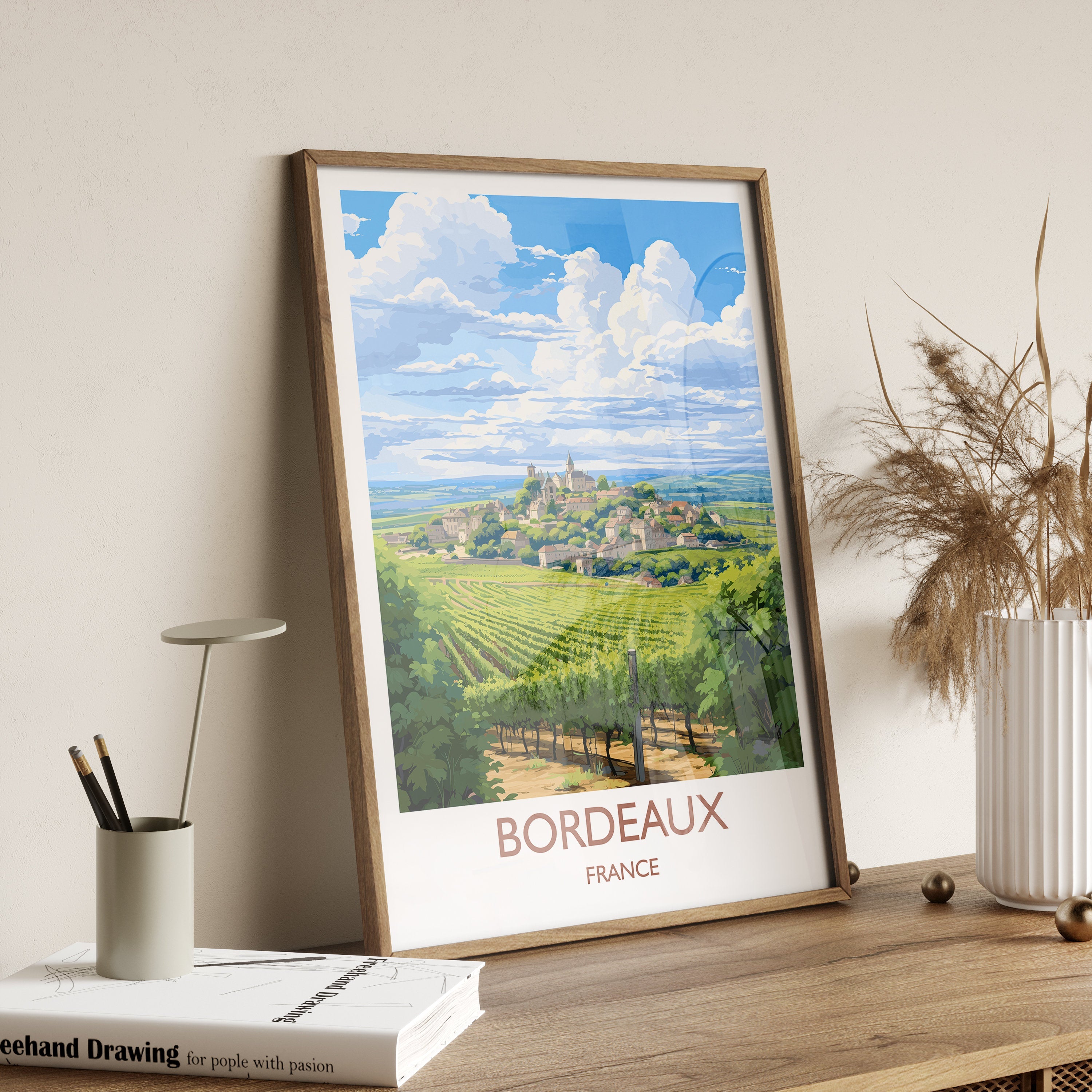 Bordeaux Travel Print, Travel Poster of Bordeaux, Wine Region, France, Europe, Travel Gift NQ Media Designs