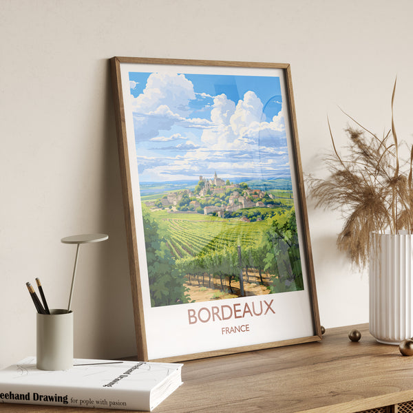 Bordeaux Travel Print, Travel Poster of Bordeaux, Wine Region, France, Europe, Travel Gift