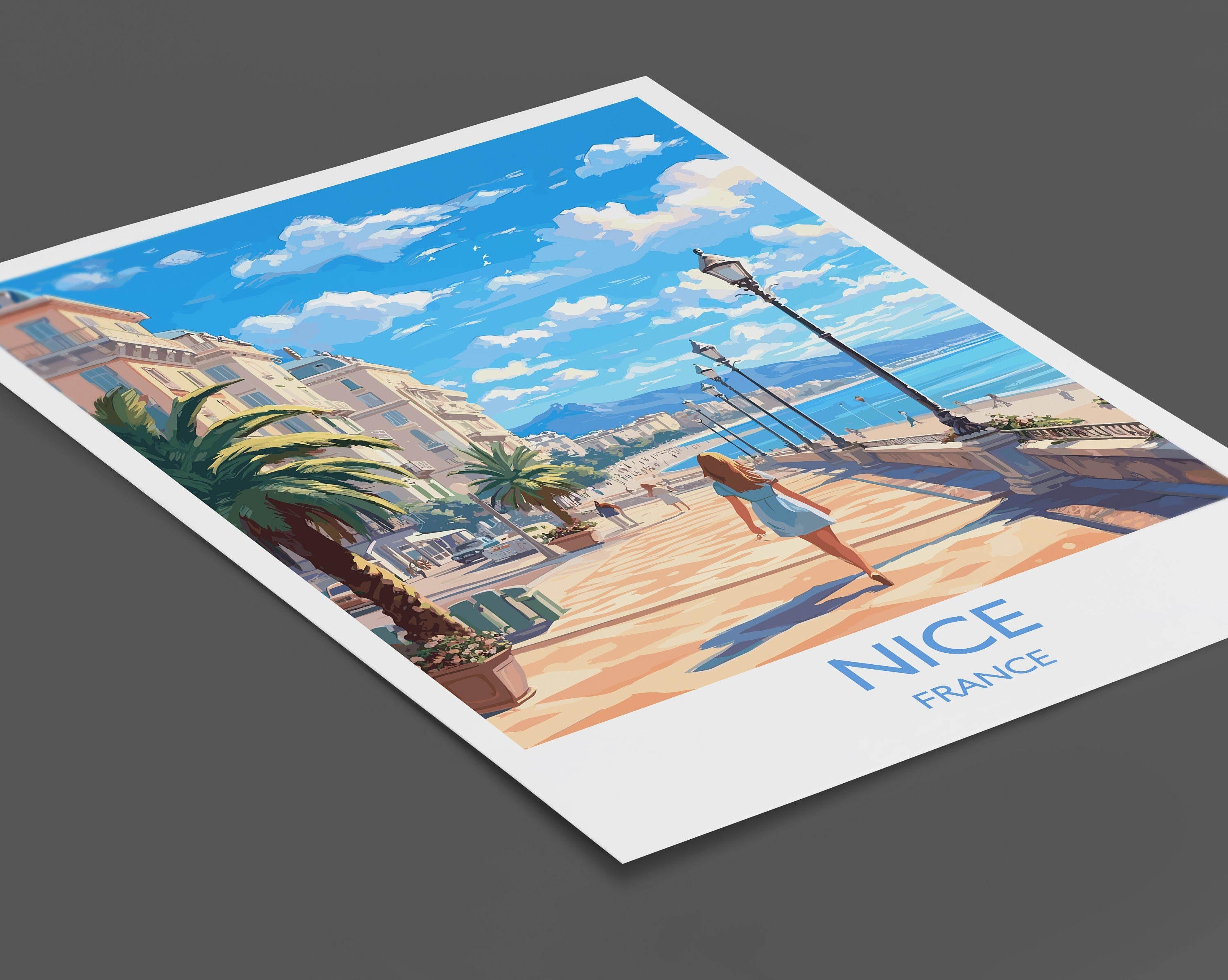 Nice Travel Poster, Travel Print of Nice, France, Nice Art, Nice Gift, Wall Art Print NQ Media Designs