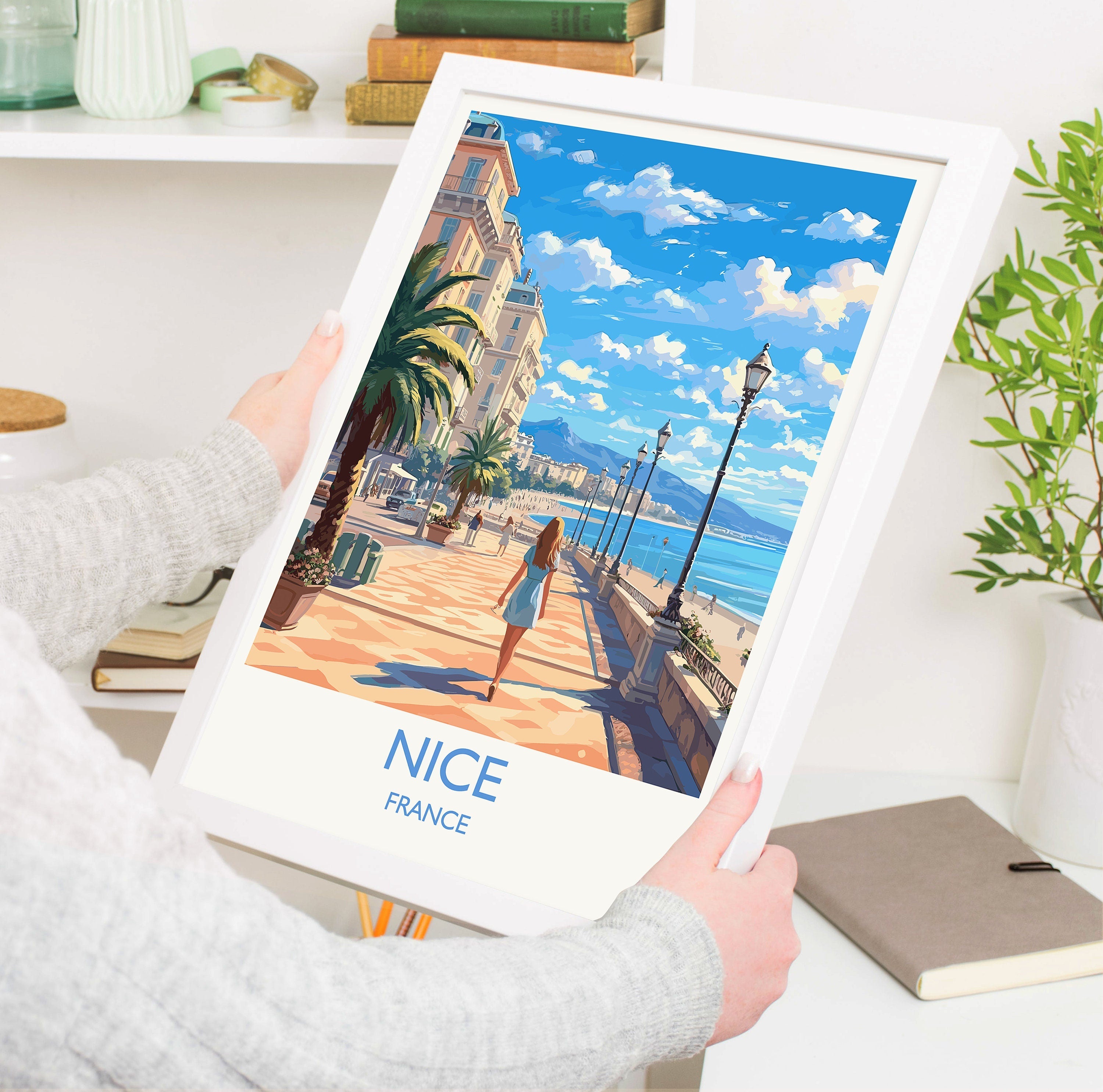 Nice Travel Poster, Travel Print of Nice, France, Nice Art, Nice Gift, Wall Art Print NQ Media Designs