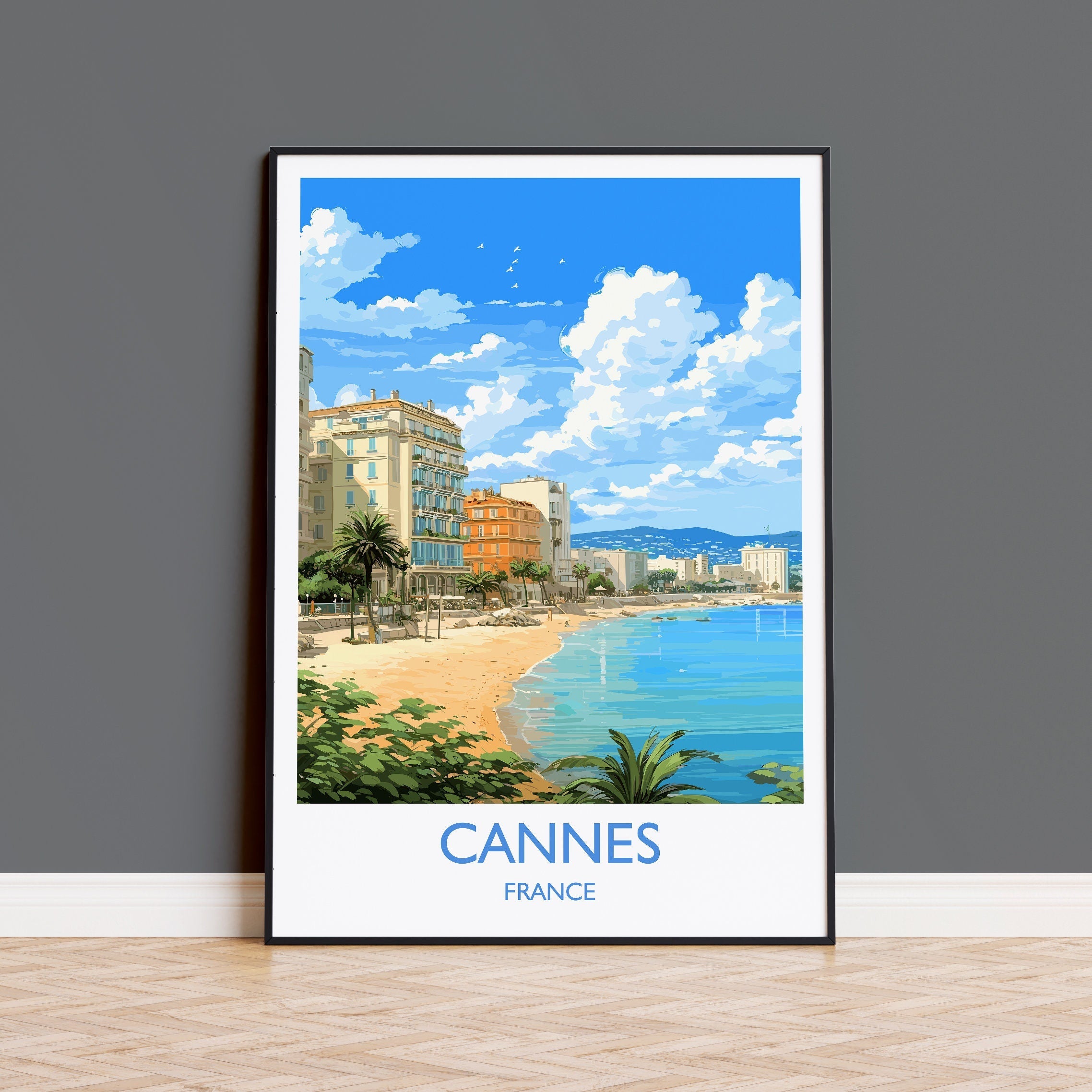 Cannes Travel Poster, Travel Print of Cannes, France, Cannes Art, Canne Gift, Wall Art Print NQ Media Designs