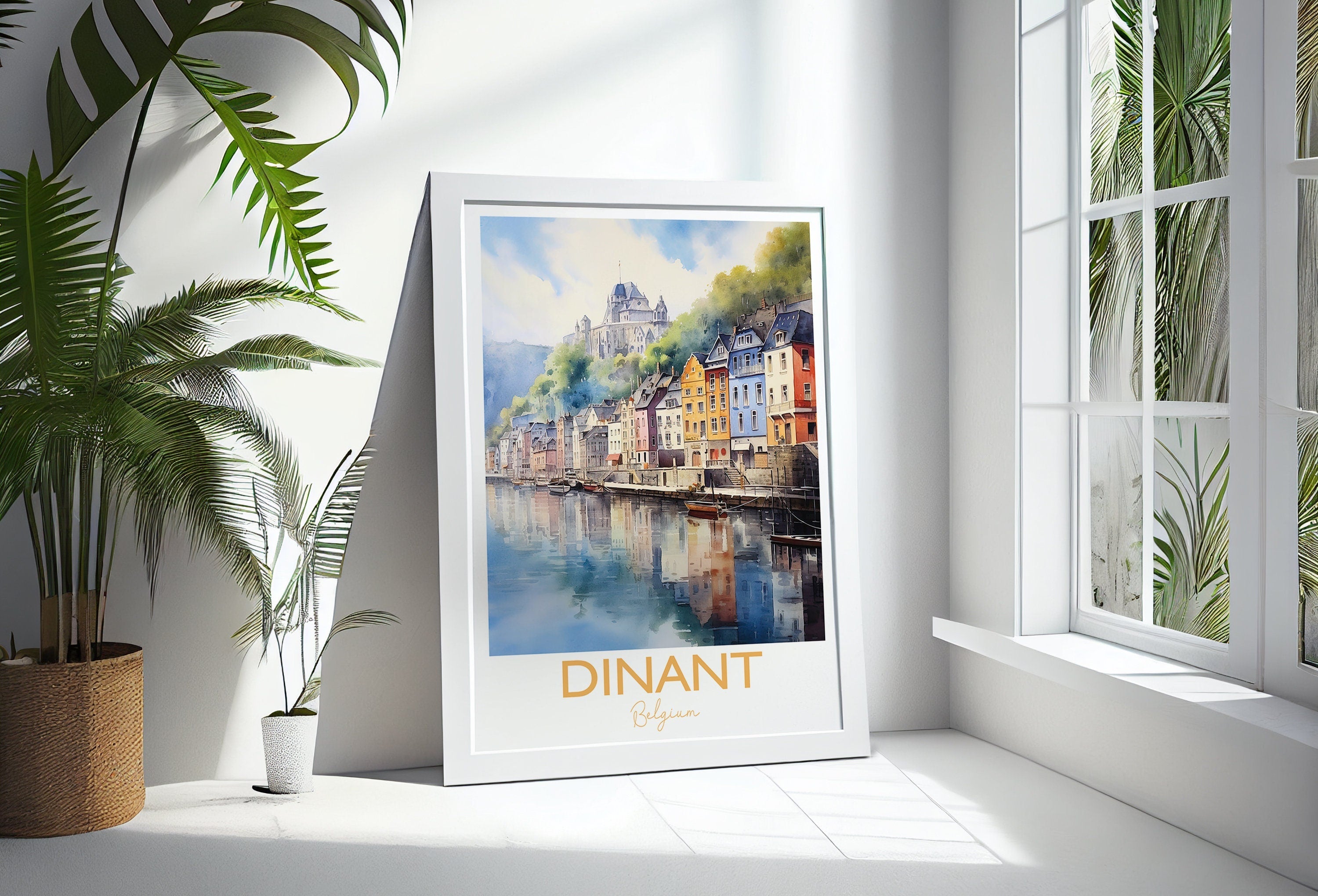 Dinant Poster, Travel Print of Dinant, Belgium, Dinant Gift, Travel Watercolour Gift NQ Media Designs