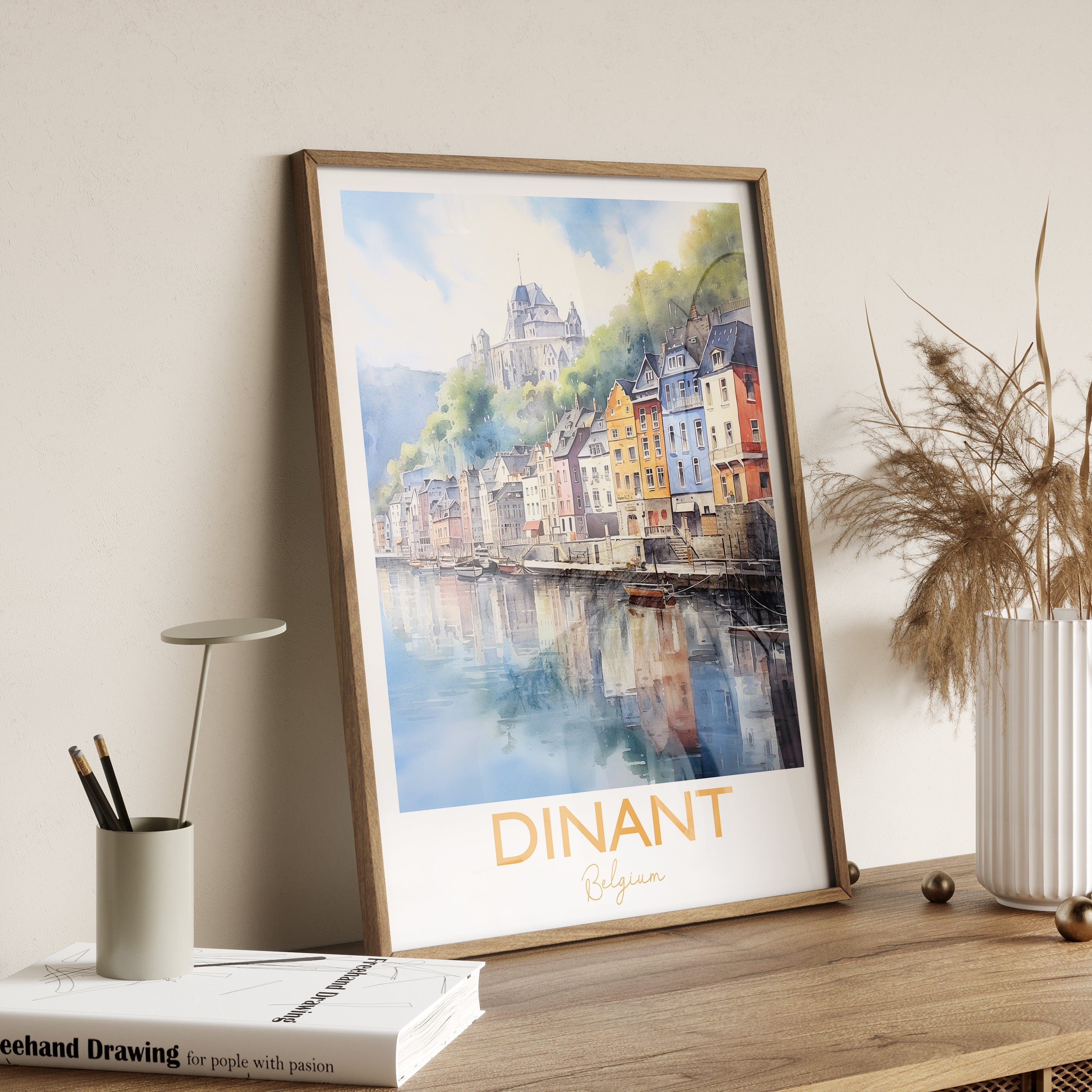 Dinant Poster, Travel Print of Dinant, Belgium, Dinant Gift, Travel Watercolour Gift NQ Media Designs