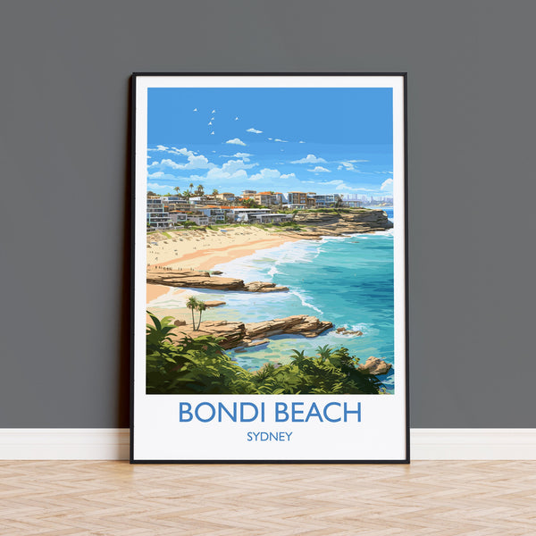 Bondi Beach Poster, Travel Print of Bondi Beach, Sydney, New South Wales, Australia, Travel Gift