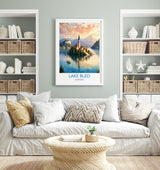 Lake Bled Travel Poster, Travel Print of Lake Bled, Slovenia, Slovenia Art, Lake Bled Gift, Wall Art Print NQ Media Designs