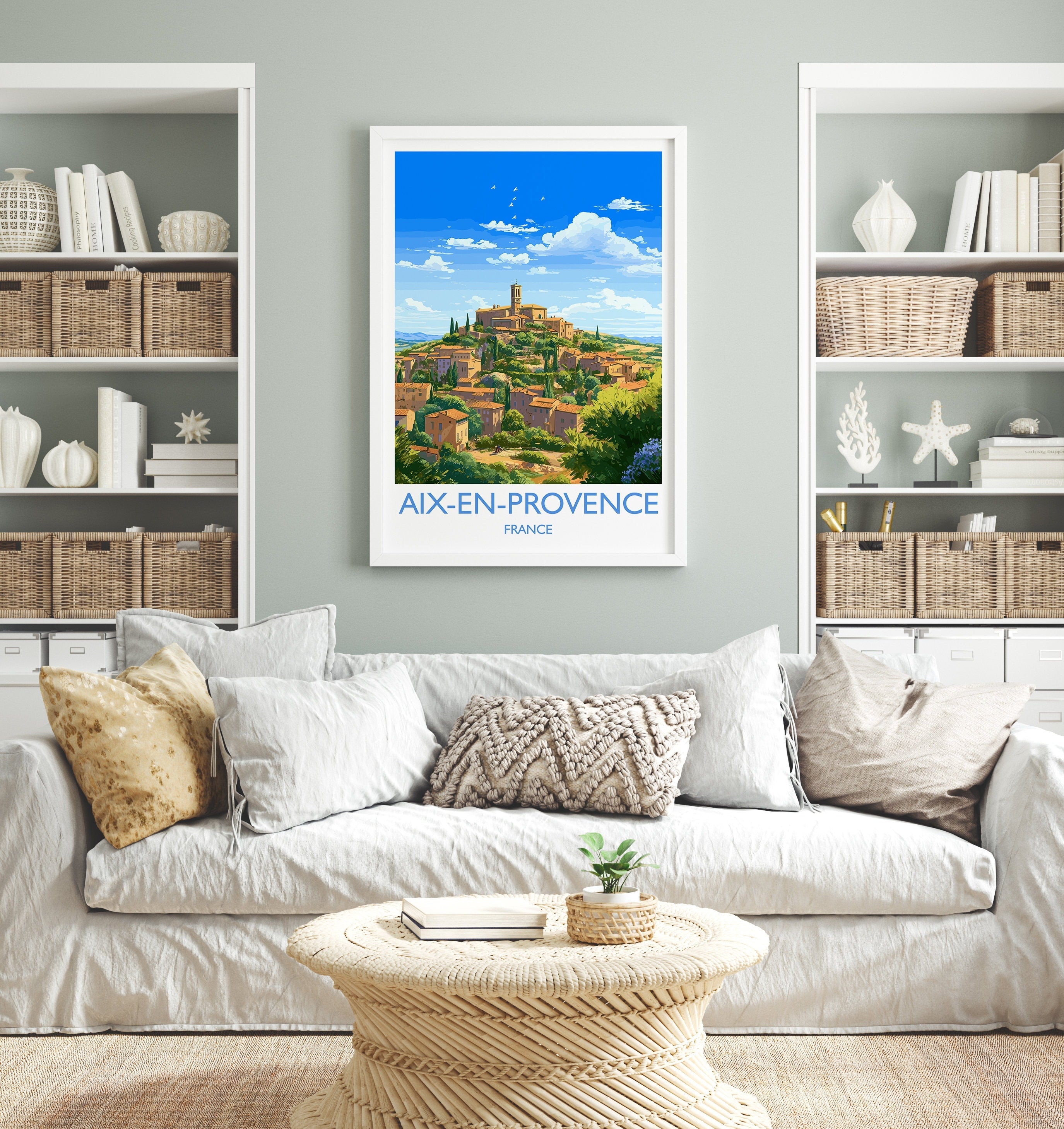 Aix-en-Provence Travel Print, Travel Poster of Aix-en-Provence, France, Provence Art, Aix-en-Provence Gift, Wall Art Print NQ Media Designs
