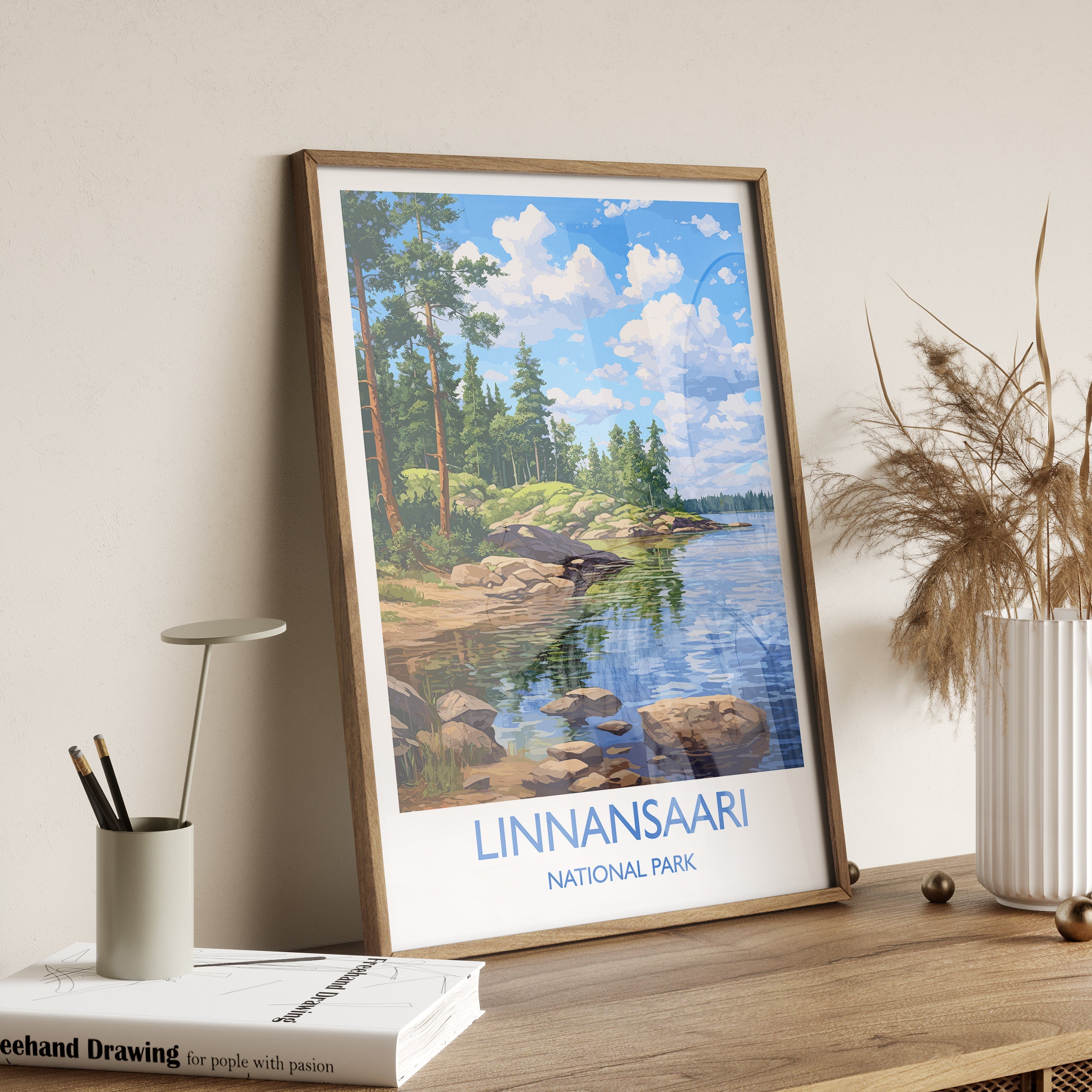 Linnansaari Travel Poster, Travel Print of Linnansaari ,Finland, Finland Art, LinnansaariGift, Wall Art Print NQ Media Designs