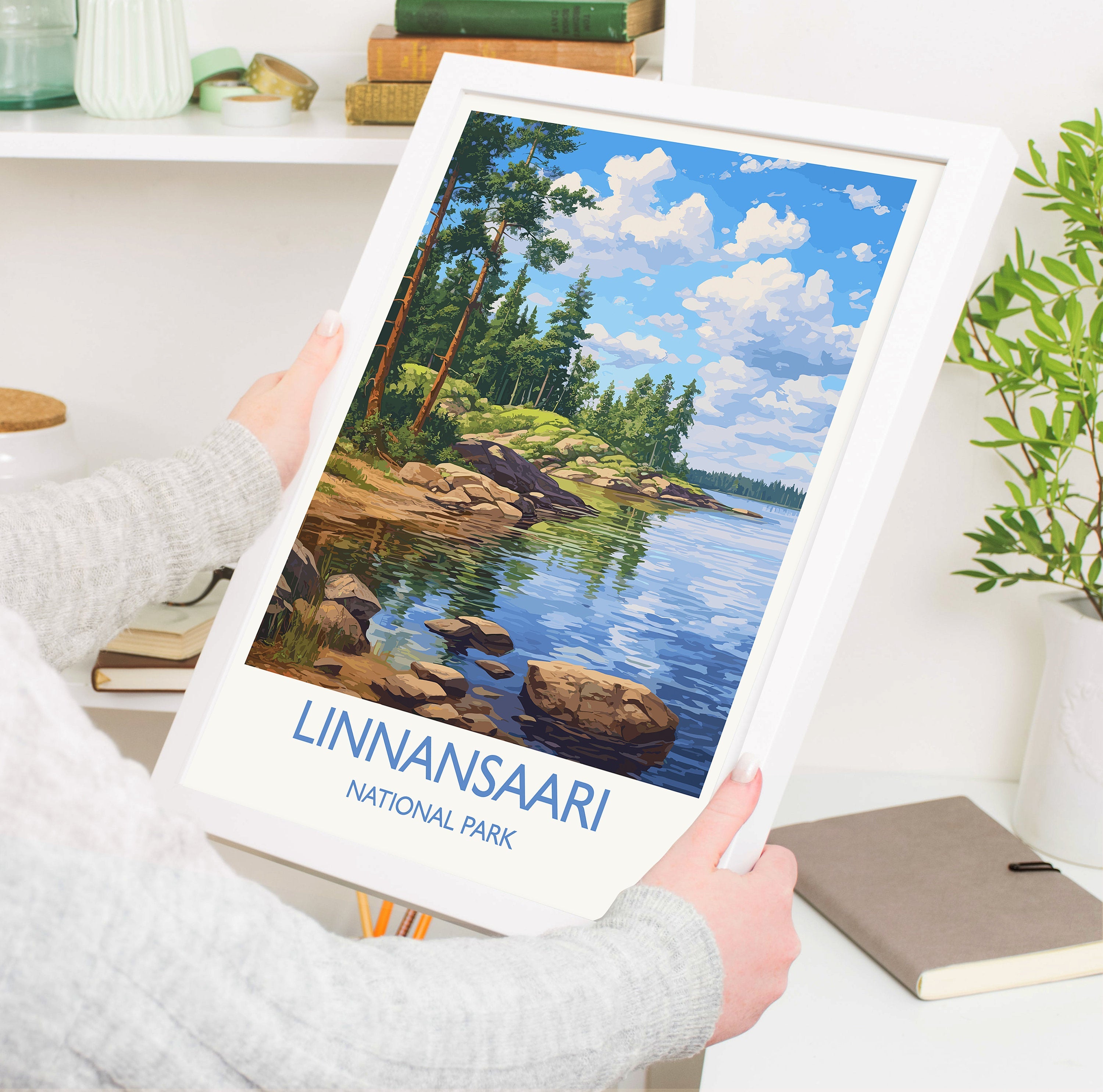 Linnansaari Travel Poster, Travel Print of Linnansaari ,Finland, Finland Art, LinnansaariGift, Wall Art Print NQ Media Designs