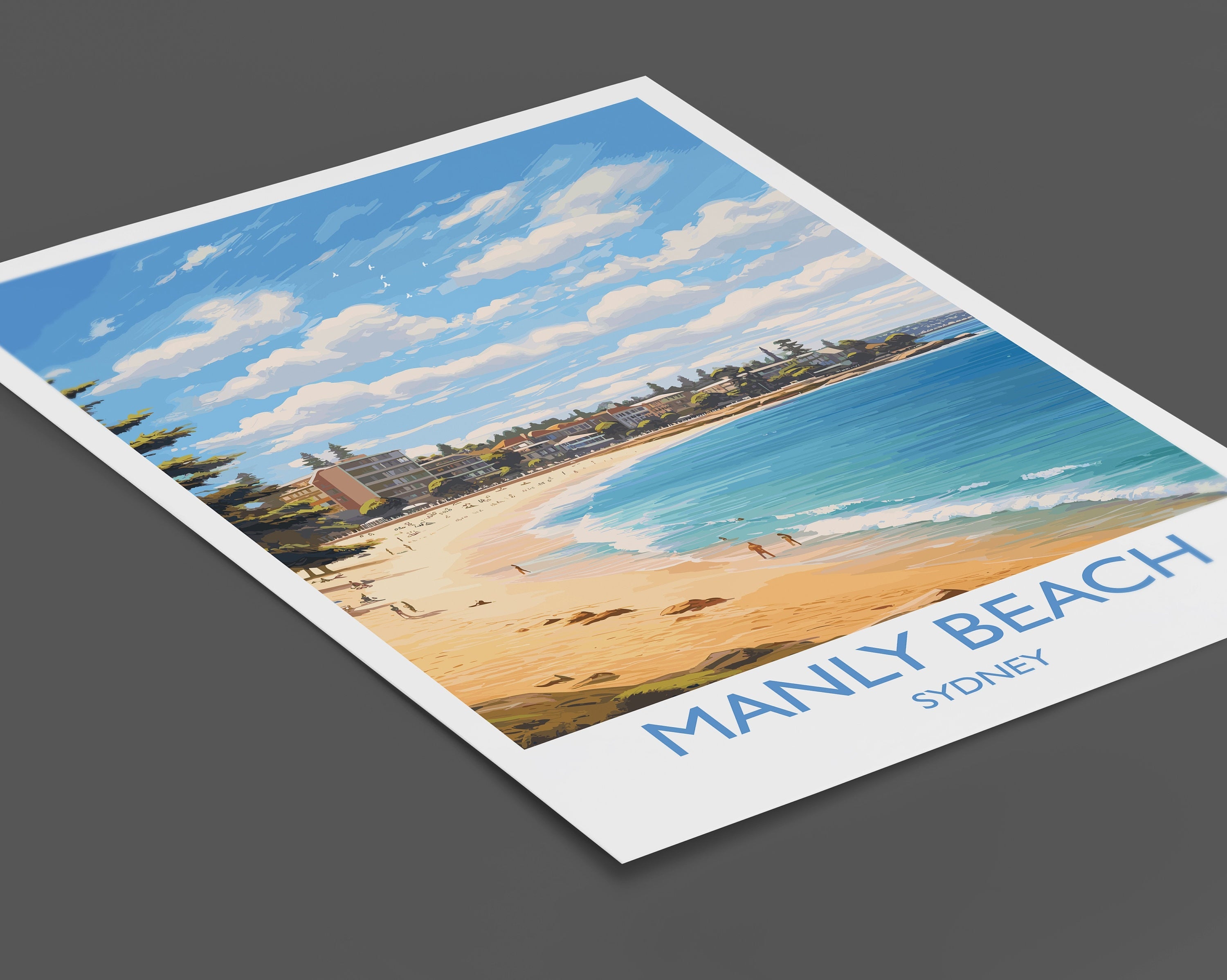 Manly Beach Poster, Travel Print of Manly Beach, Sydney, New South Wales, Australia, Travel Gift NQ Media Designs