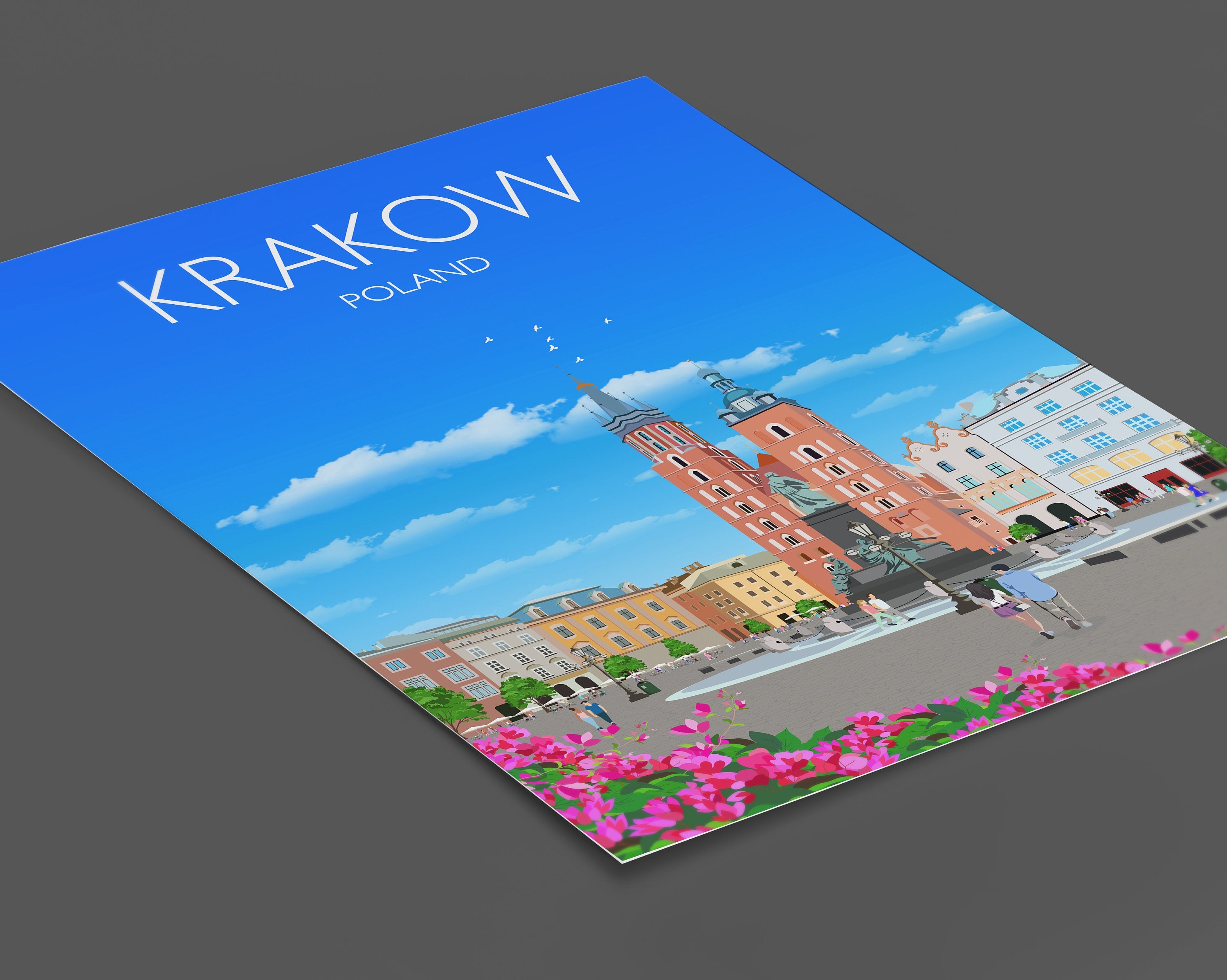 Krakow Travel Print, Travel Poster of Krakow, Poland, Krakow Gift, Poland Wall Art NQ Media Designs