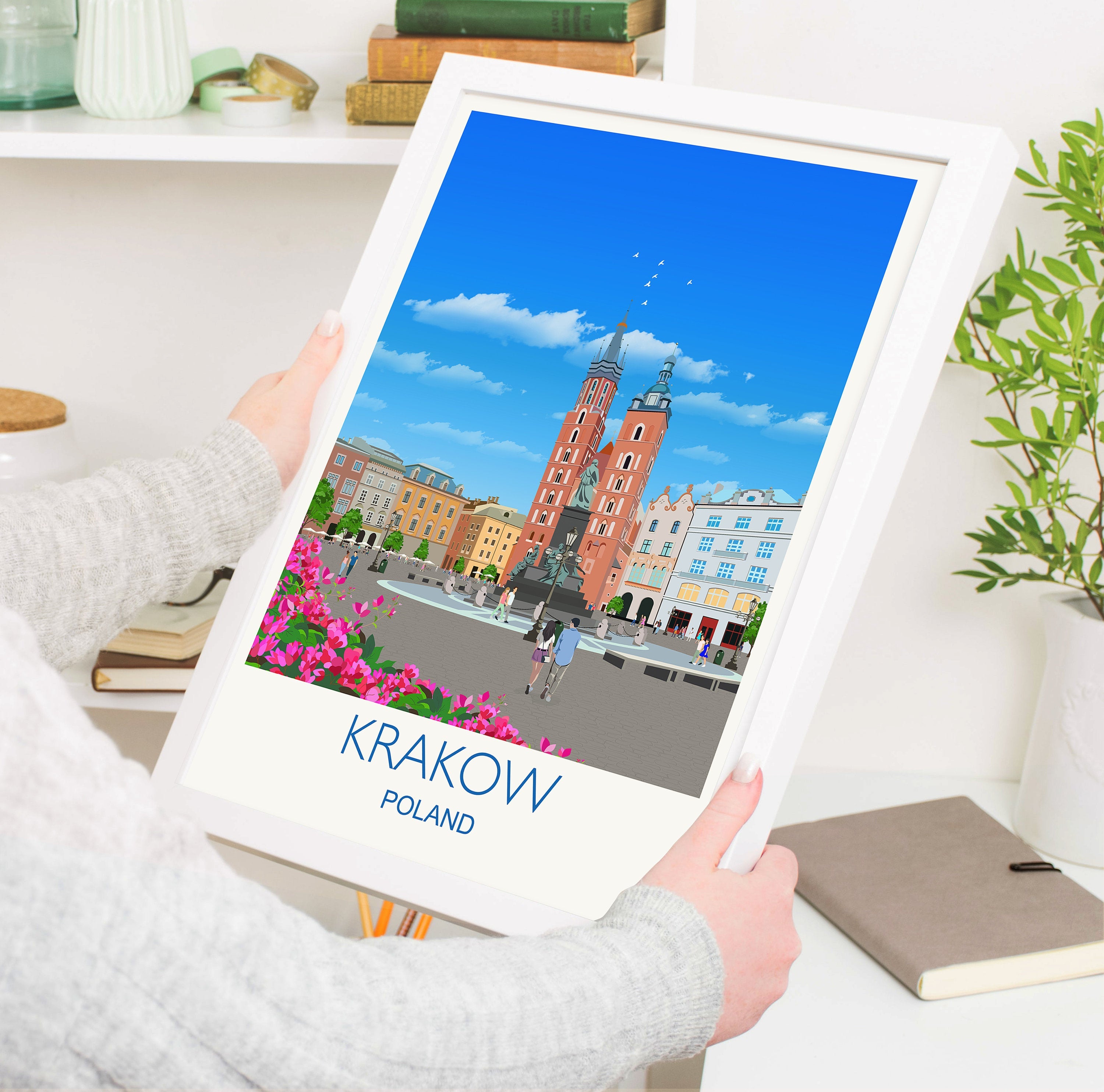Krakow Travel Poster, Travel Print of Krakow, Poland, Krakow Gift, Poland Wall Art NQ Media Designs