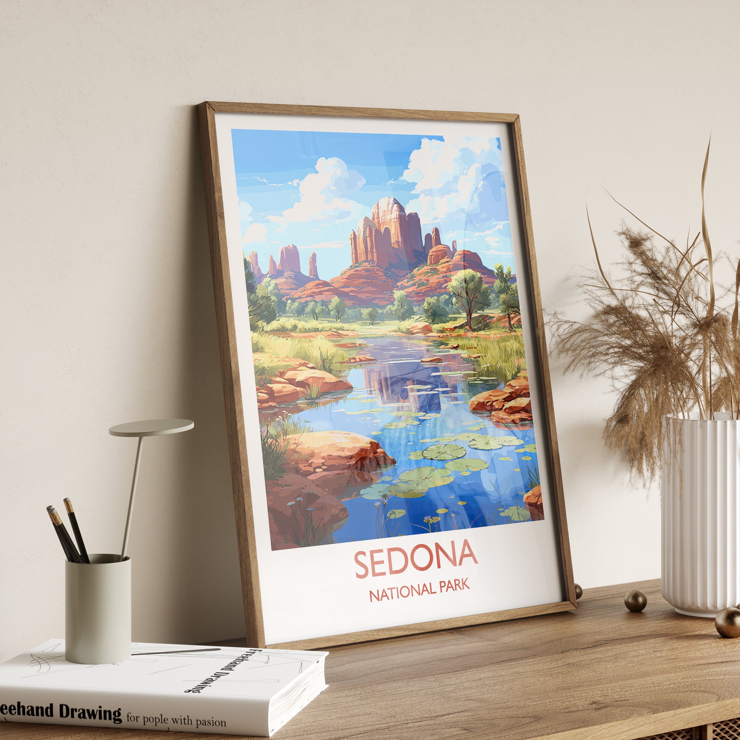 Sedona Poster, Travel Print of Sedona National Park, Arizona, USA, Sedona Travel Gift NQ Media Designs