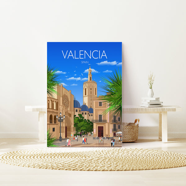 Valencia Travel Print, Travel Poster of Valencia, Spain, Valencia Cityscape, Valencia Gift