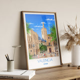 Travel Poster of Valencia, Travel Print of Valencia, Valencia, Spain, Spain Travel Poster, Valencia Cityscape, Valencia Gift NQ Media Designs