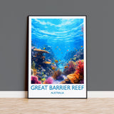 Great Barrier Reef Print, Travel Poster of Great Barrier Reef, Queensland, Australia, Travel Gift NQ Media Designs