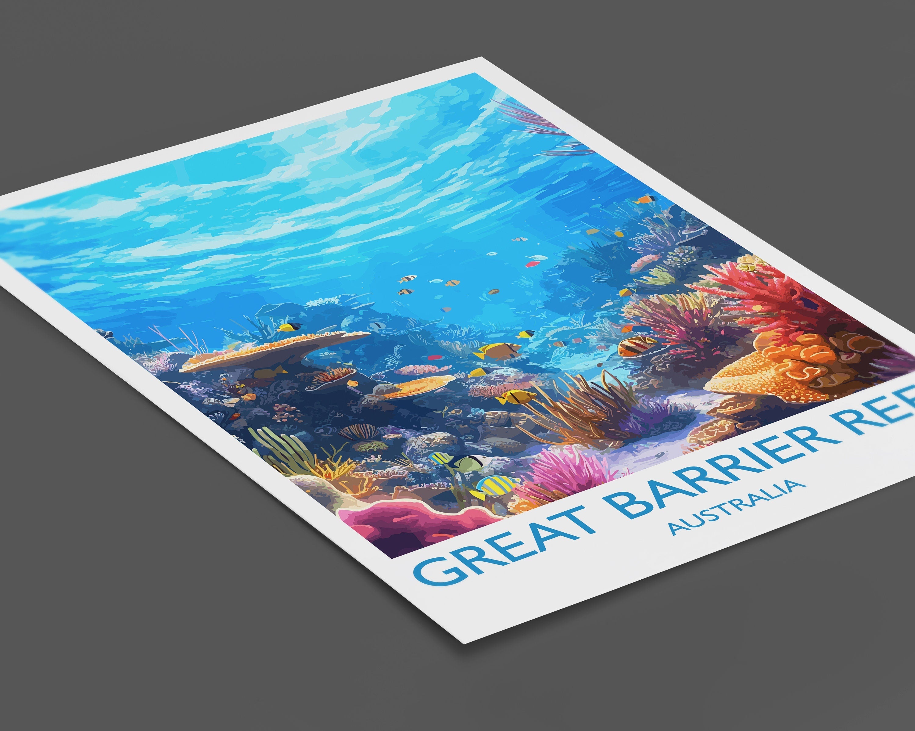 Great Barrier Reef Print, Travel Poster of Great Barrier Reef, Queensland, Australia, Travel Gift NQ Media Designs