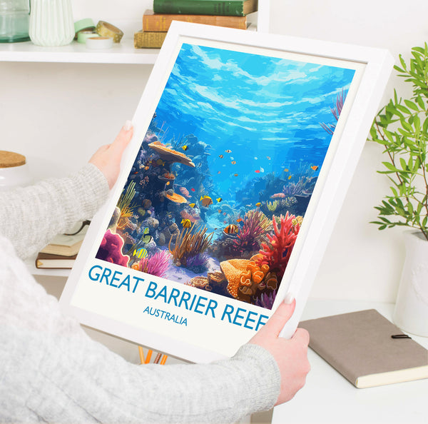 Great Barrier Reef Print, Travel Poster of Great Barrier Reef, Queensland, Australia, Travel Gift