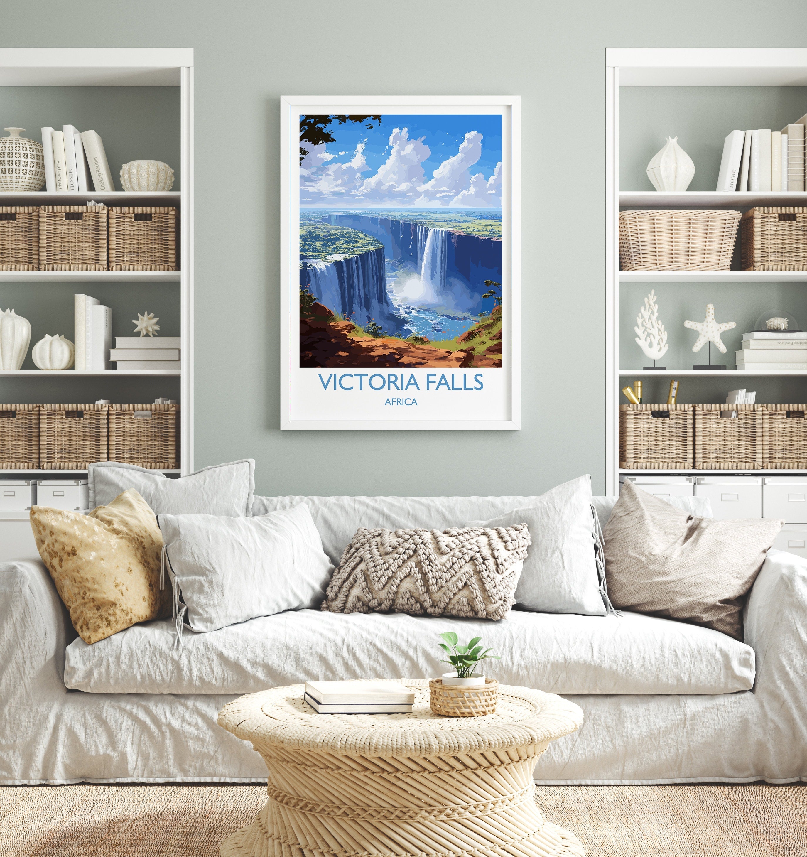 Victoria Falls Print, Travel Poster of Victoria Falls, Zimbabwe, Africa, Travel Gift NQ Media Designs
