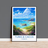 Turks and Caicos Travel Print, Travel Poster of Turks and Caicos, Caribbean, Turks and Caicos Gift, Wall Art Print NQ Media Designs