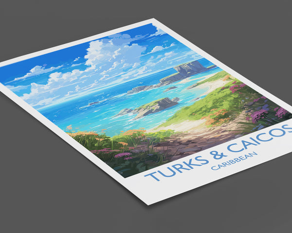 Turks and Caicos Travel Print, Travel Poster of Turks and Caicos, Caribbean, Turks and Caicos Gift, Wall Art Print