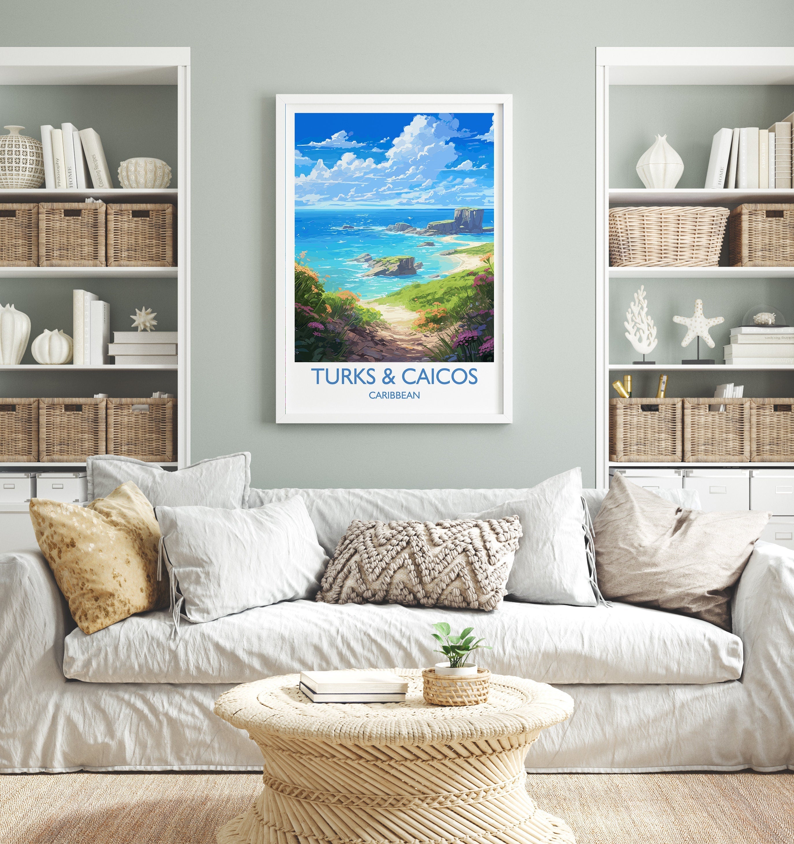 Turks and Caicos Travel Print, Travel Poster of Turks and Caicos, Caribbean, Turks and Caicos Gift, Wall Art Print NQ Media Designs