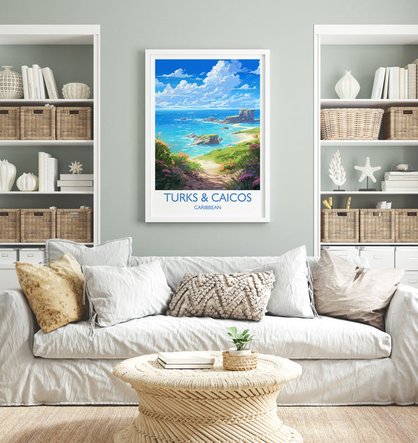 Turks and Caicos Travel Print, Travel Poster of Turks and Caicos, Caribbean, Turks and Caicos Gift, Wall Art Print