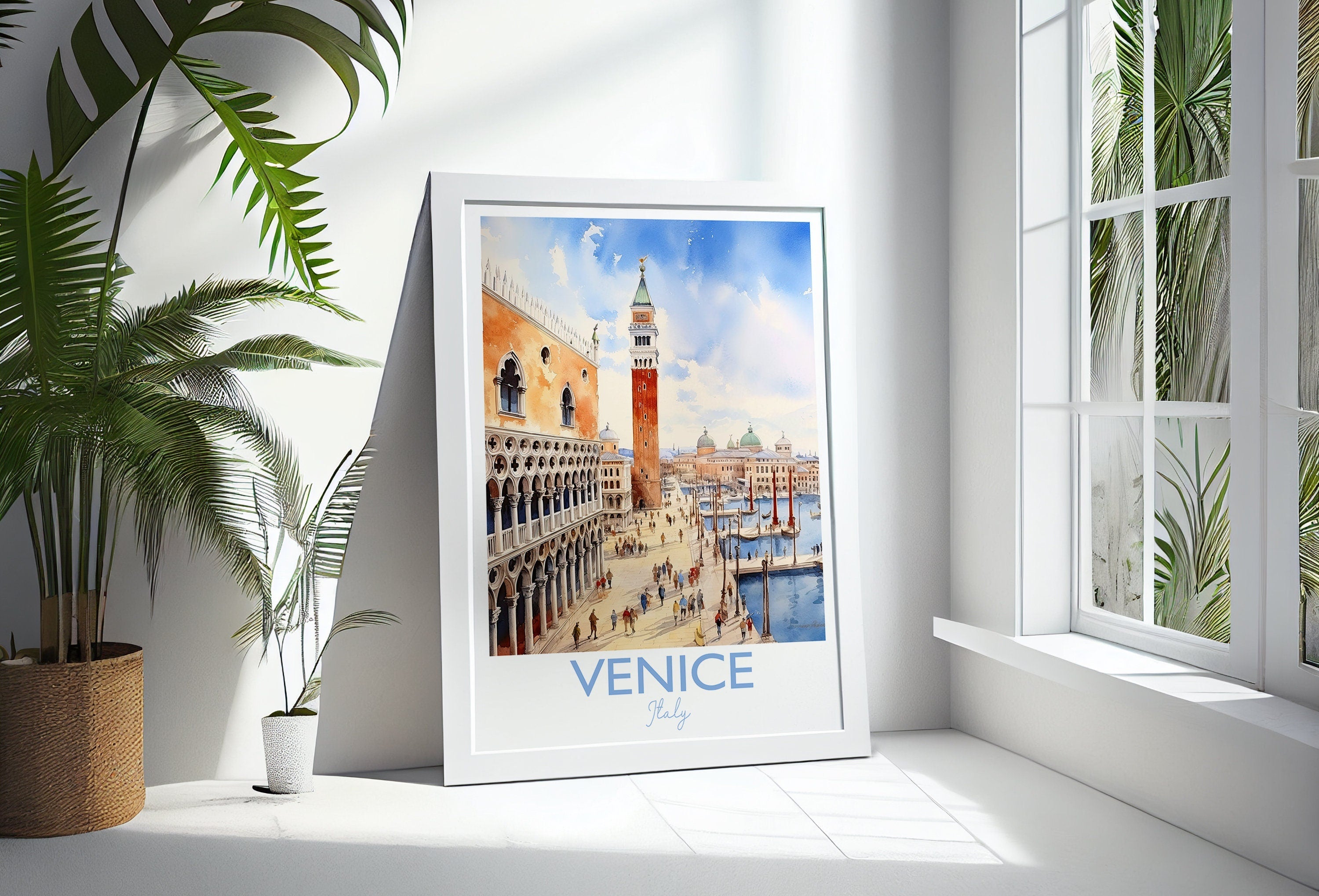 Venice Travel Print, Travel Poster of Venice, Italy, Venice Gift, Travel Watercolour Gift NQ Media Designs