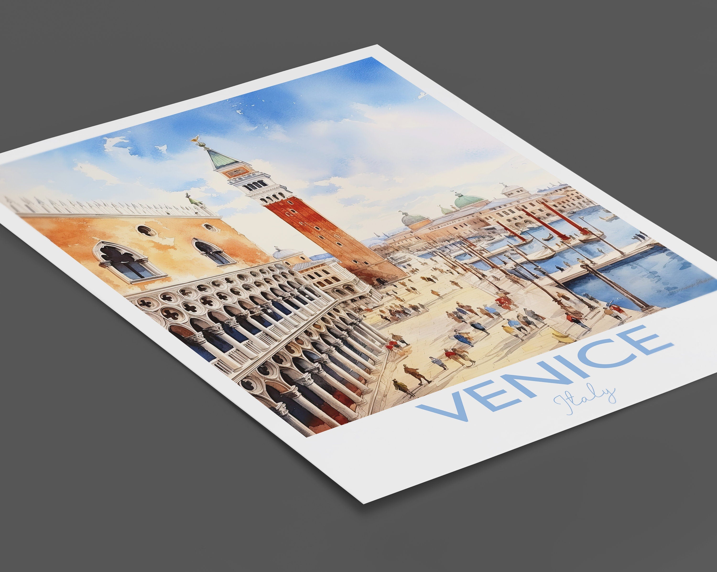 Venice Travel Print, Travel Poster of Venice, Italy, Venice Gift, Travel Watercolour Gift NQ Media Designs