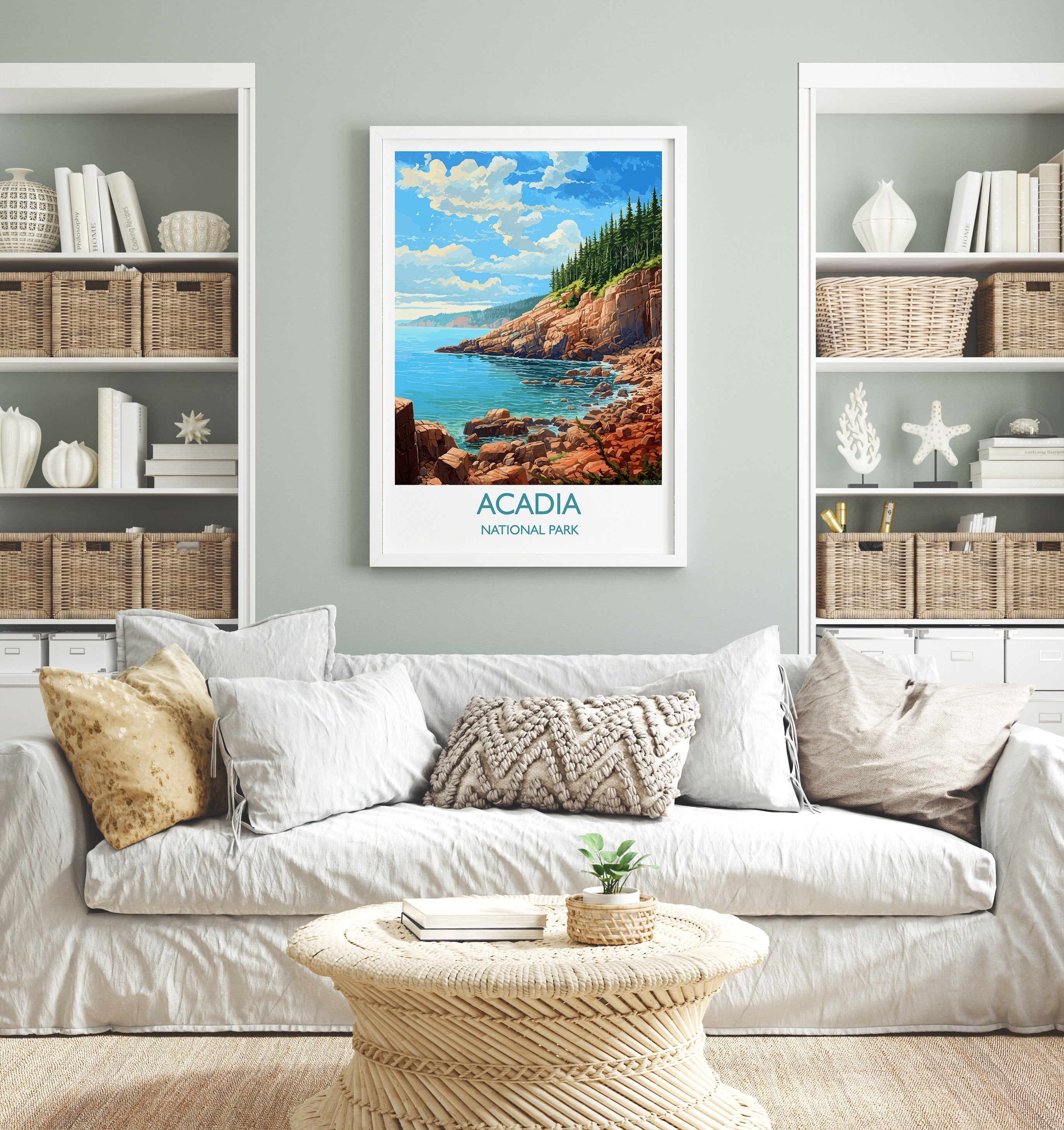 Acadia Poster, Travel Print of Acadia National Park, Maine, USA, Acadia Travel Gift NQ Media Designs