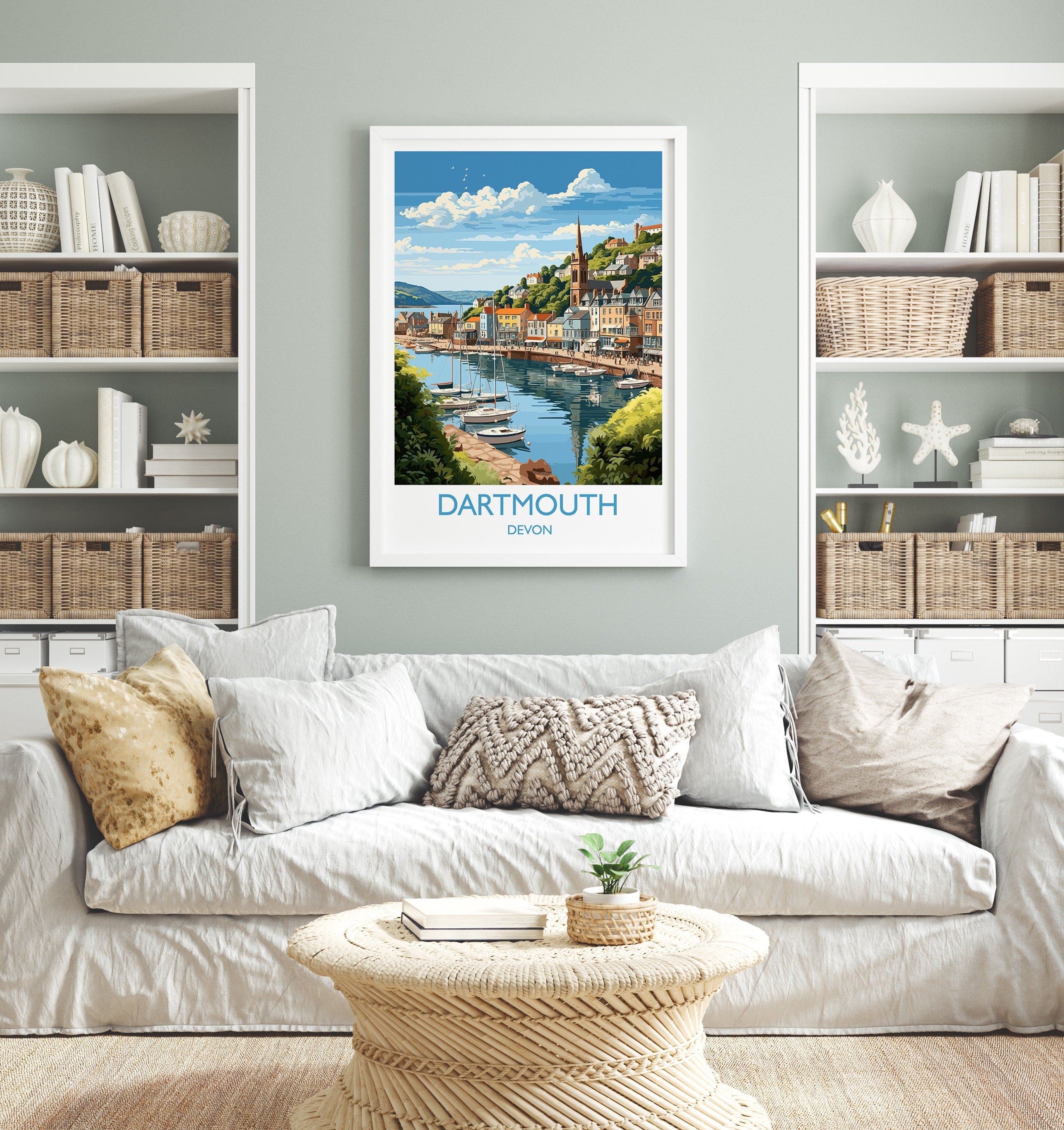 Dartmouth Travel Poster, Dartmouth Travel Print, England, Devon Art, Devon Gift, Wall Art Print NQ Media Designs