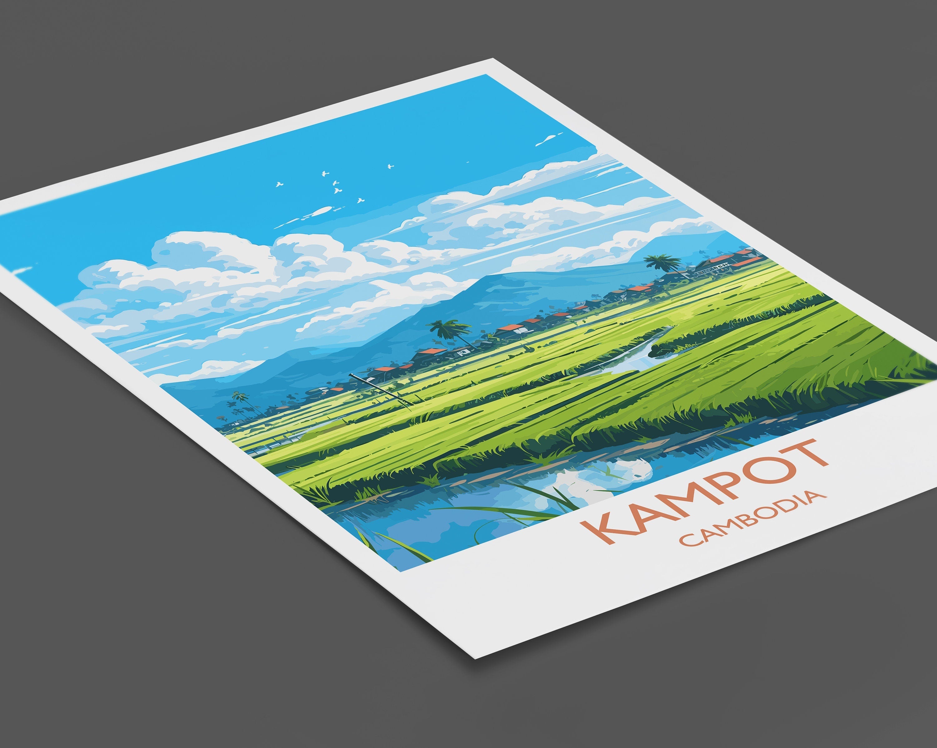 Kampot Travel Print, Travel Poster of Kampot, Cambodia, Kampot Gift, Cambodia Gift, Wall Art Print NQ Media Designs