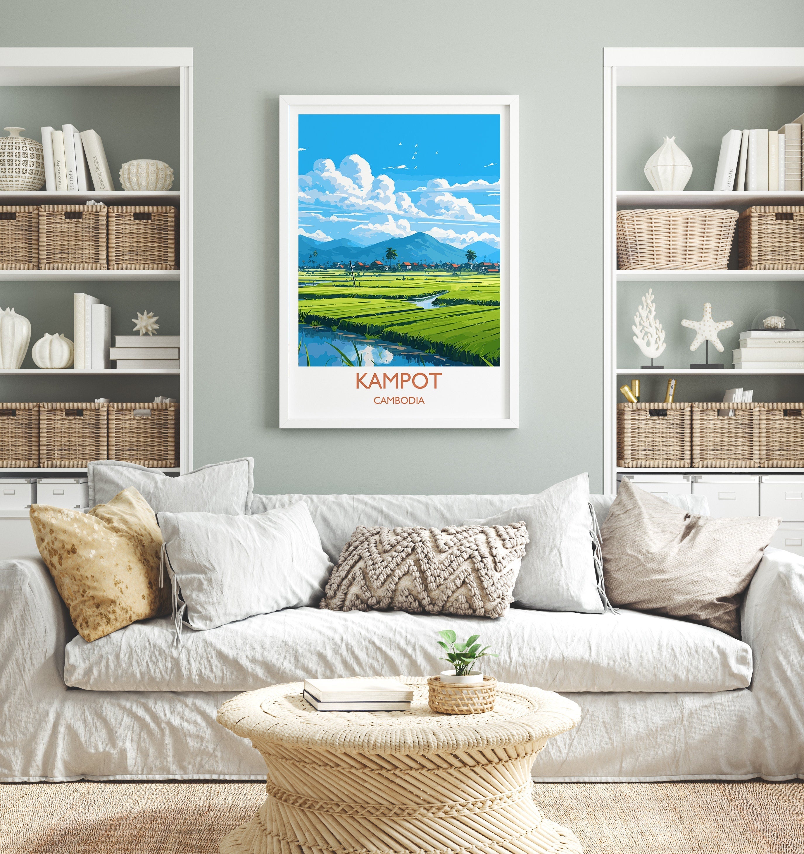 Kampot Travel Print, Travel Poster of Kampot, Cambodia, Kampot Gift, Cambodia Gift, Wall Art Print NQ Media Designs