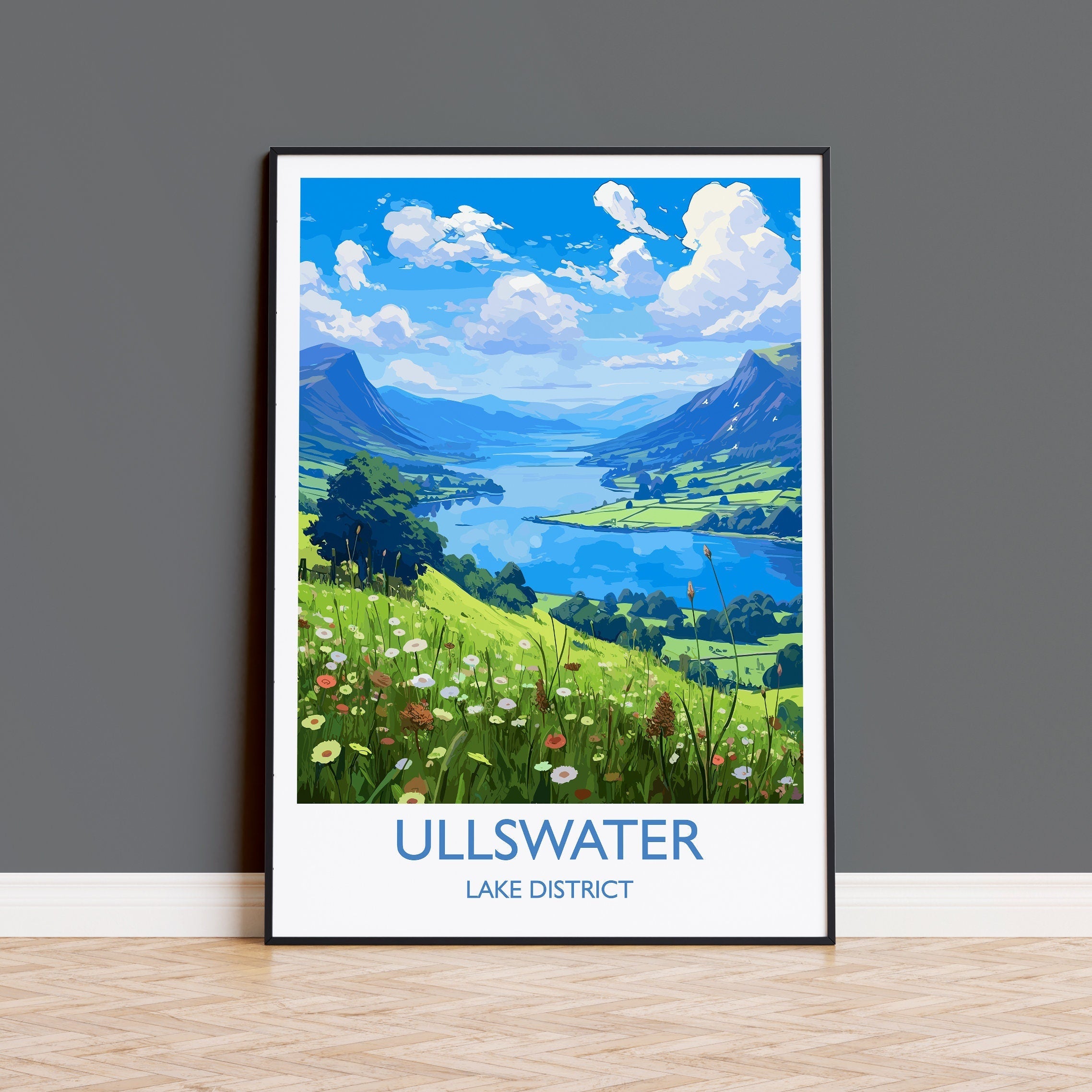Ullswater Travel Poster, Ullswater Travel Print, England, Cumbria Art, Ullswater Gift, Wall Art Print NQ Media Designs