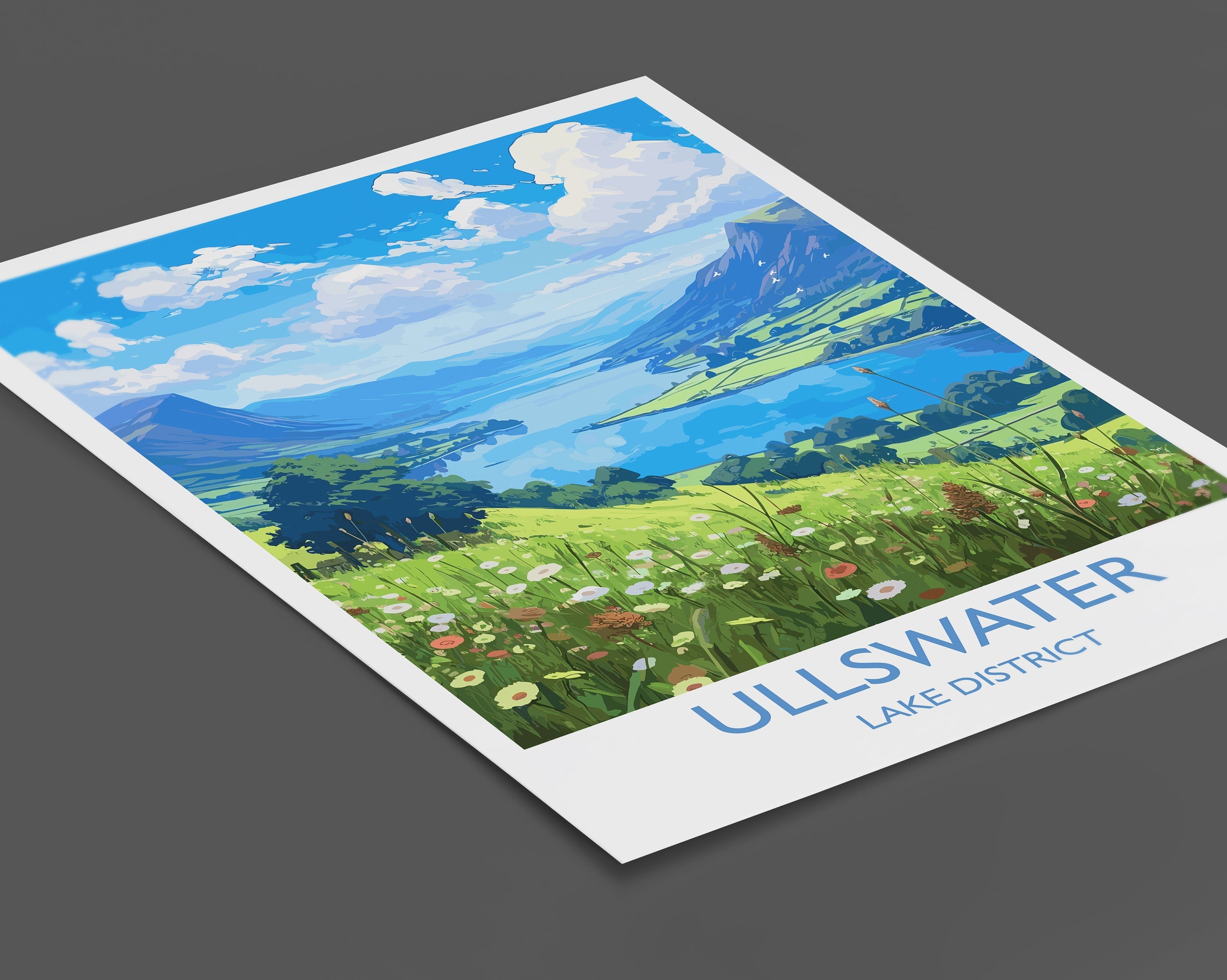 Ullswater Travel Poster, Ullswater Travel Print, England, Cumbria Art, Ullswater Gift, Wall Art Print NQ Media Designs