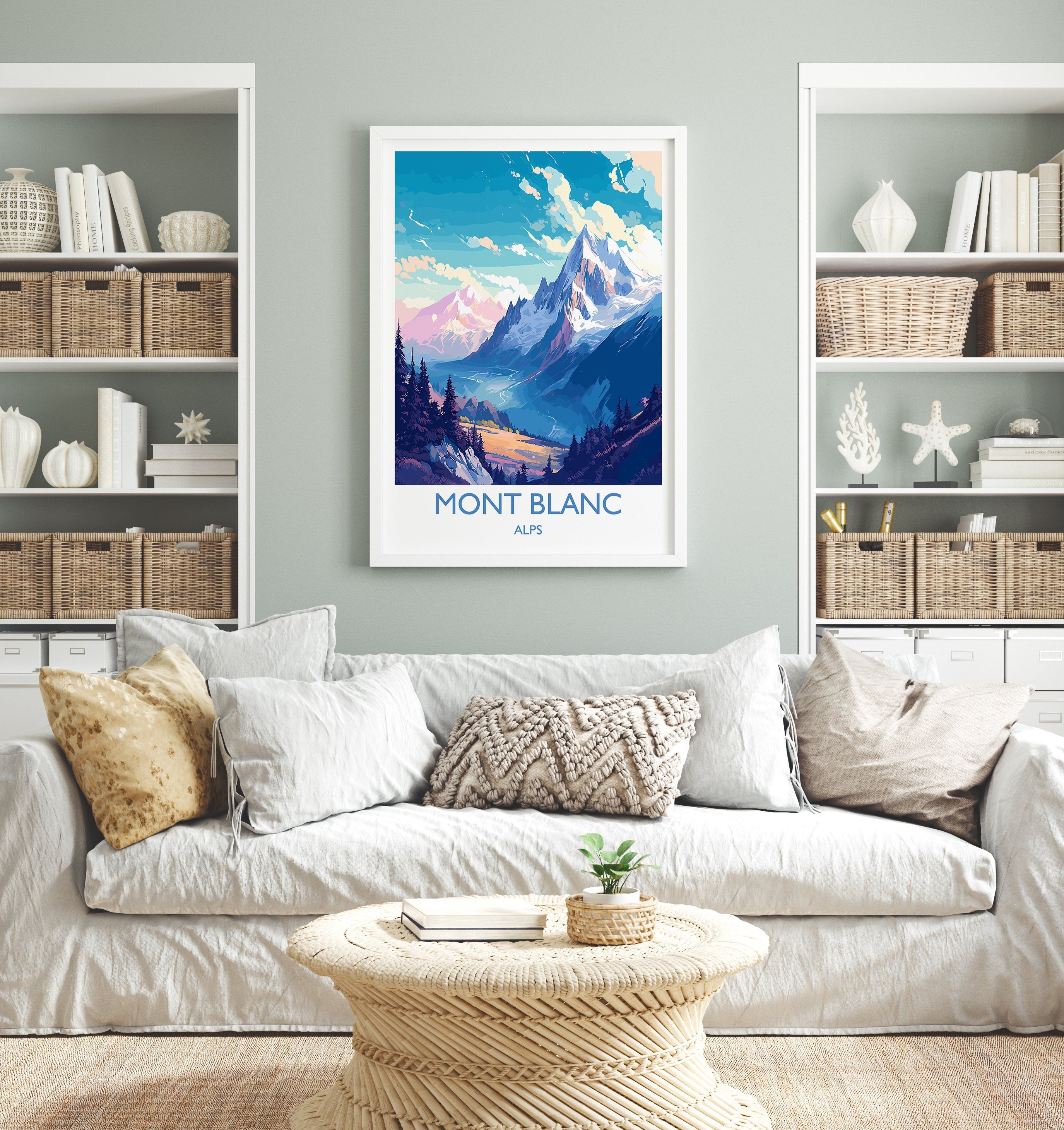 Mont Blanc Travel Poster, Travel Print of Mont Blanc, Mont Blanc Gift, Alps Art, Mount Blanc Gift, Wall Art Print NQ Media Designs