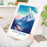 Mont Blanc Travel Poster, Travel Print of Mont Blanc, Mont Blanc Gift, Alps Art, Mount Blanc Gift, Wall Art Print NQ Media Designs