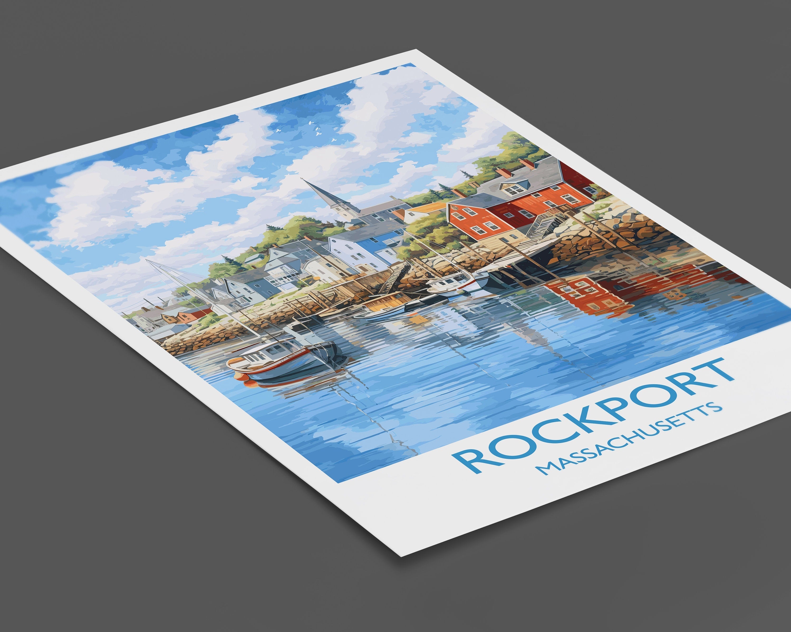 Rockport Poster, Travel Print of Rockport, Massachusetts, USA, Travel Gift NQ Media Designs