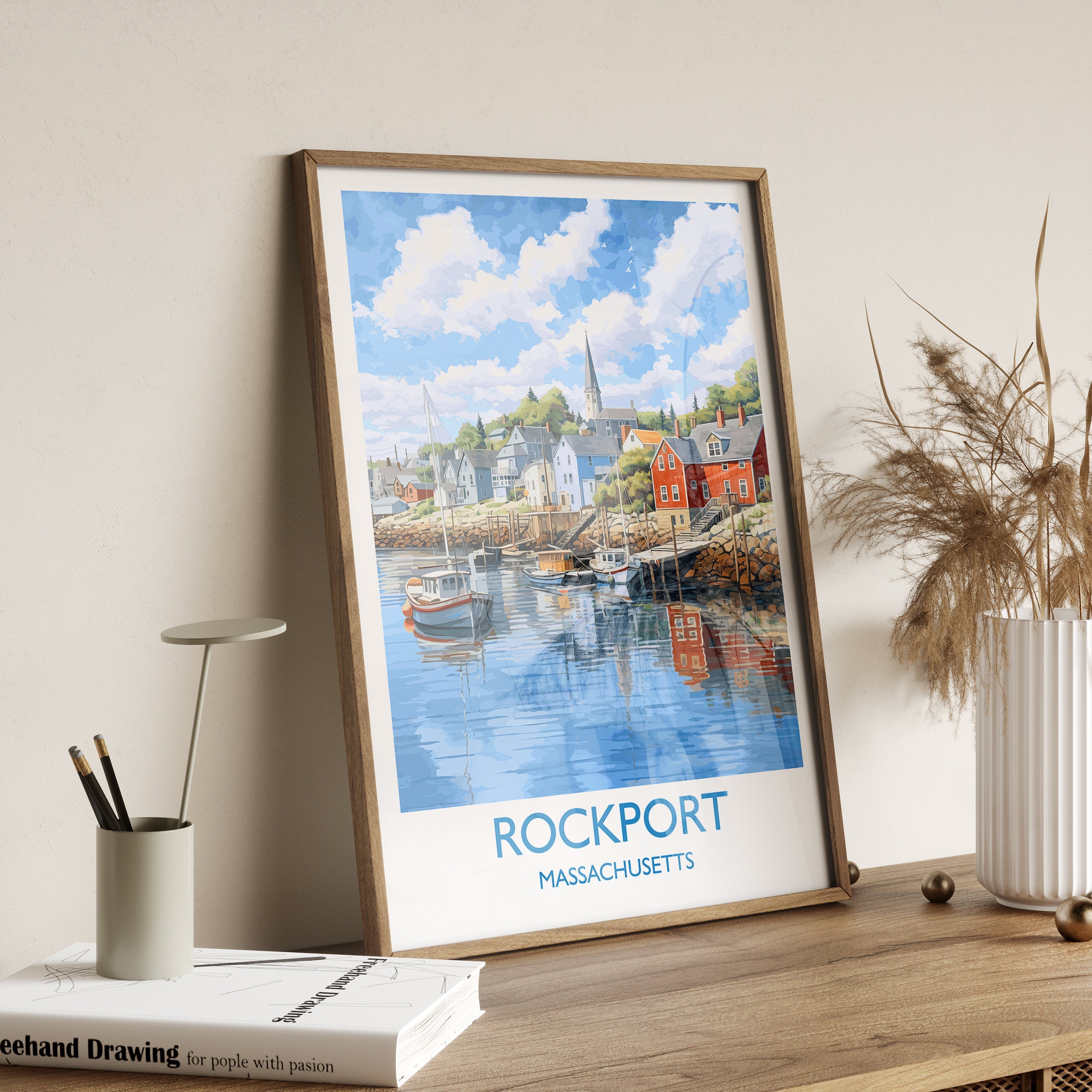 Rockport Poster, Travel Print of Rockport, Massachusetts, USA, Travel Gift NQ Media Designs