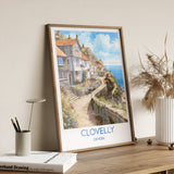 Clovelly Travel Poster, Clovelly Travel Print, England, Devon Art, Devon Gift, Wall Art Print NQ Media Designs