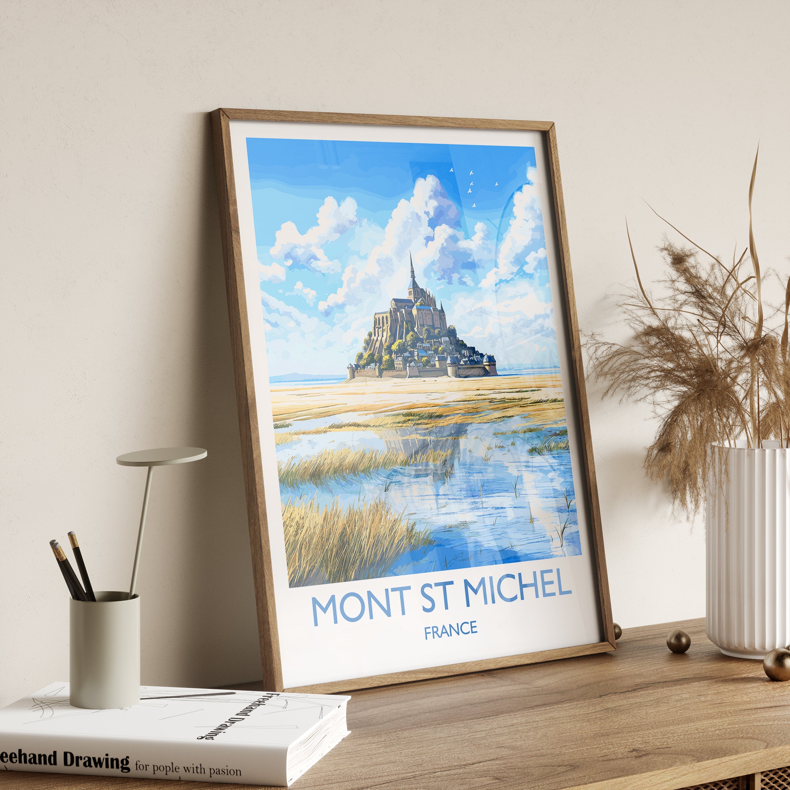 Mont St Michel Poster, Travel Print of Mont St Michel,Normandy, France, Europe, Mont St Michel Gift NQ Media Designs