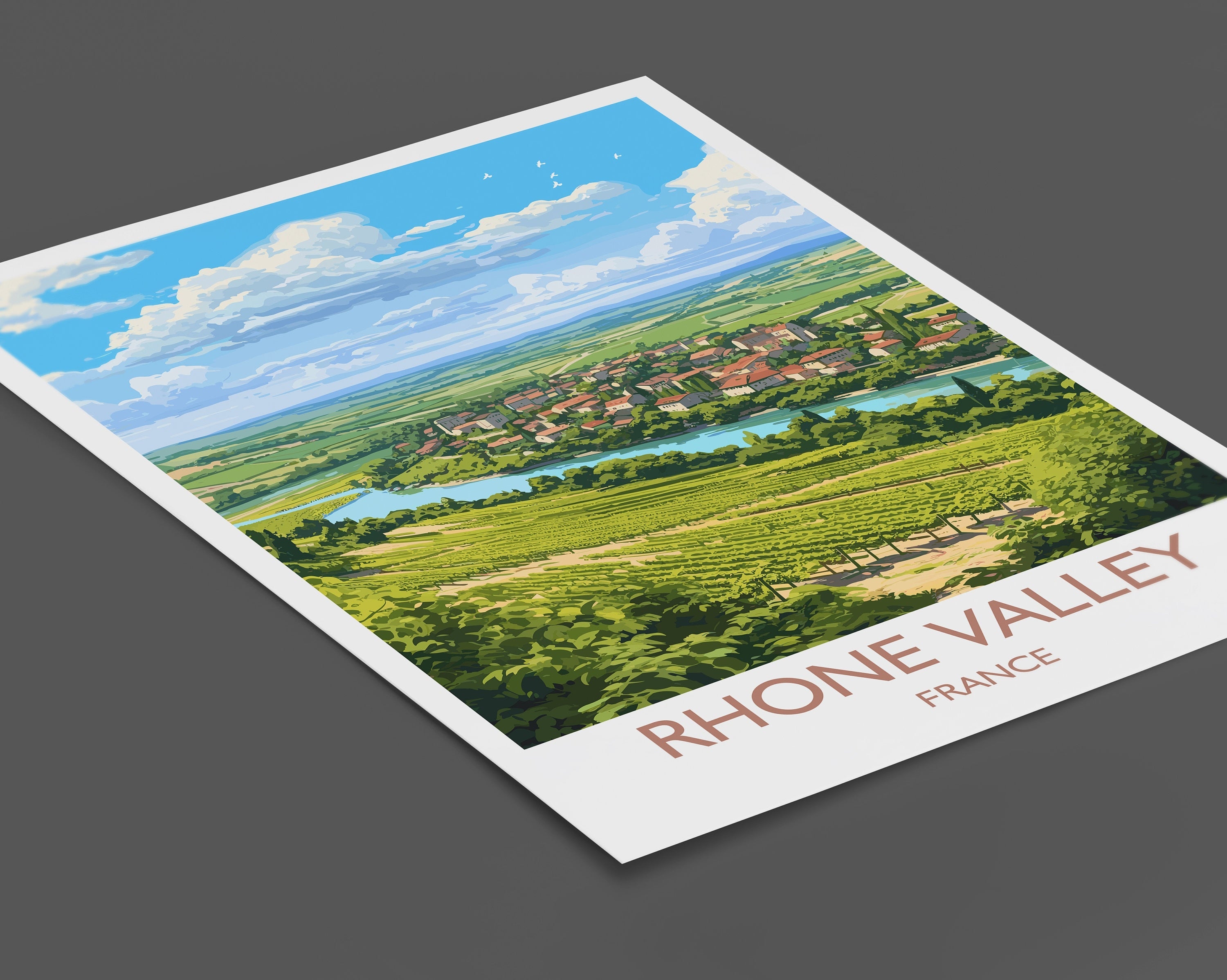 Rhone Valley Poster, Travel Print of Rhone Valley, Wine Region, France, Europe, Travel Gift NQ Media Designs