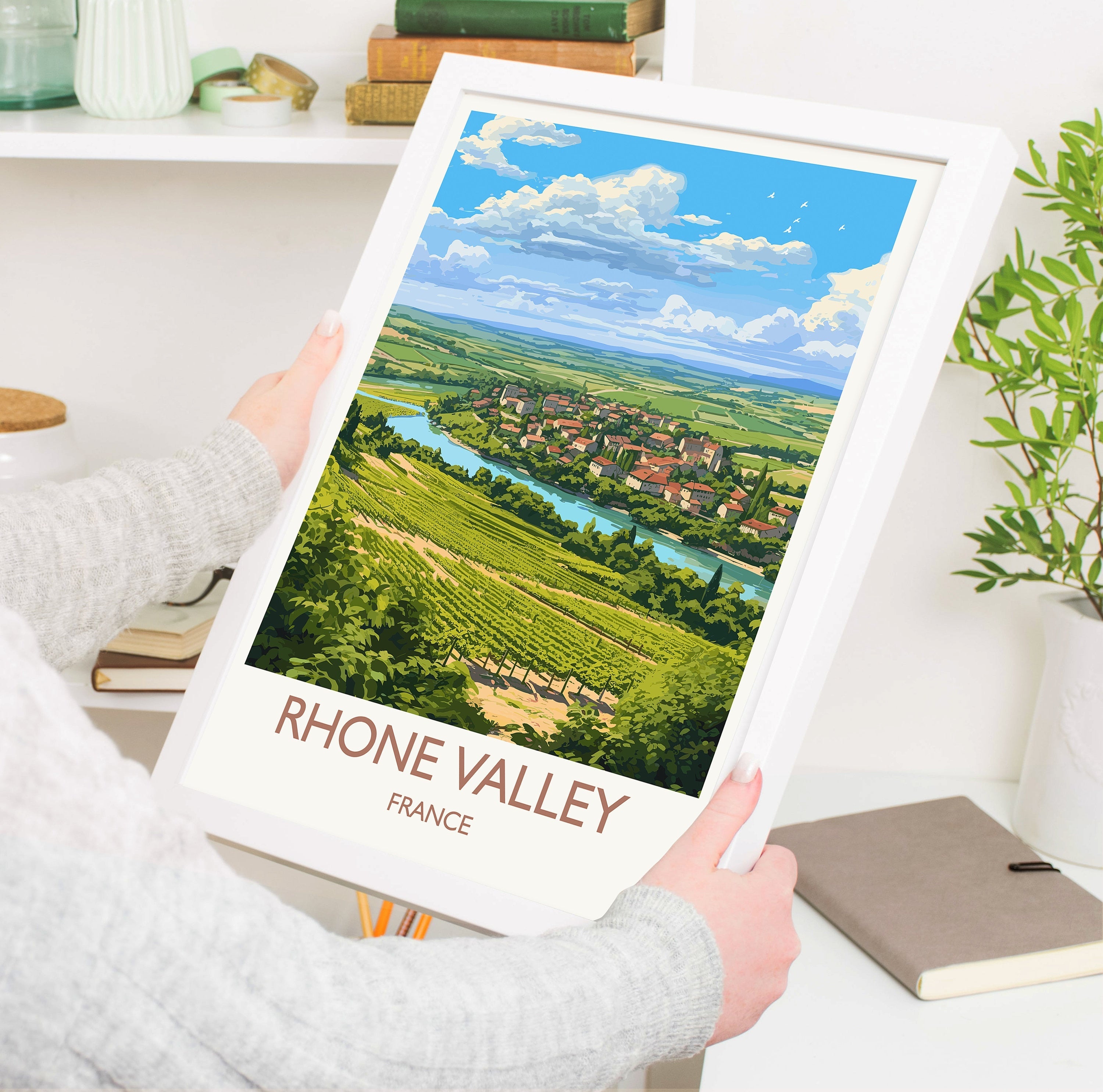 Rhone Valley Poster, Travel Print of Rhone Valley, Wine Region, France, Europe, Travel Gift NQ Media Designs