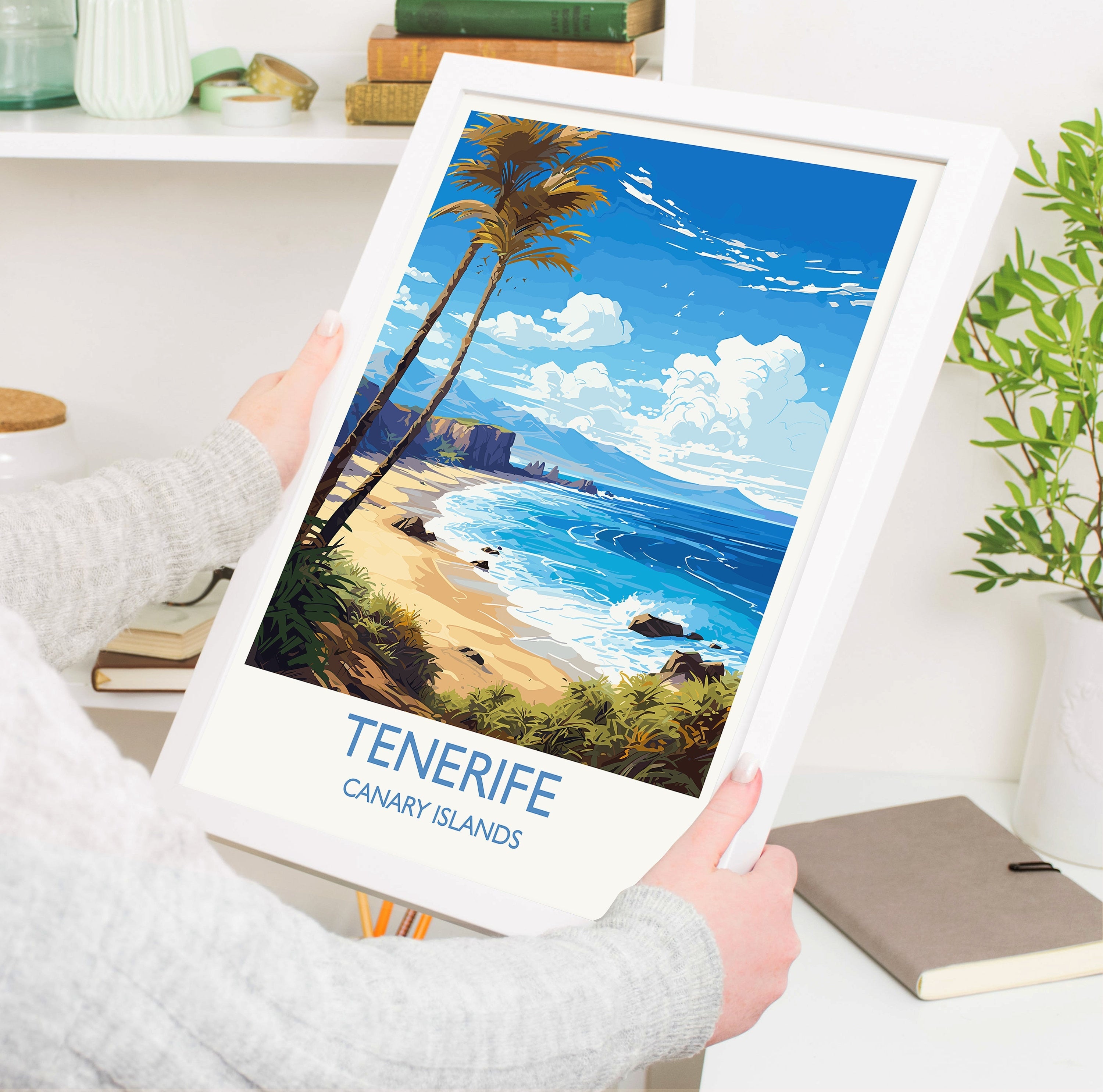 Tenerife Travel Print, Travel Poster of Tenerife , Canary Islands, Tenerife Gift, Wall Art Print NQ Media Designs