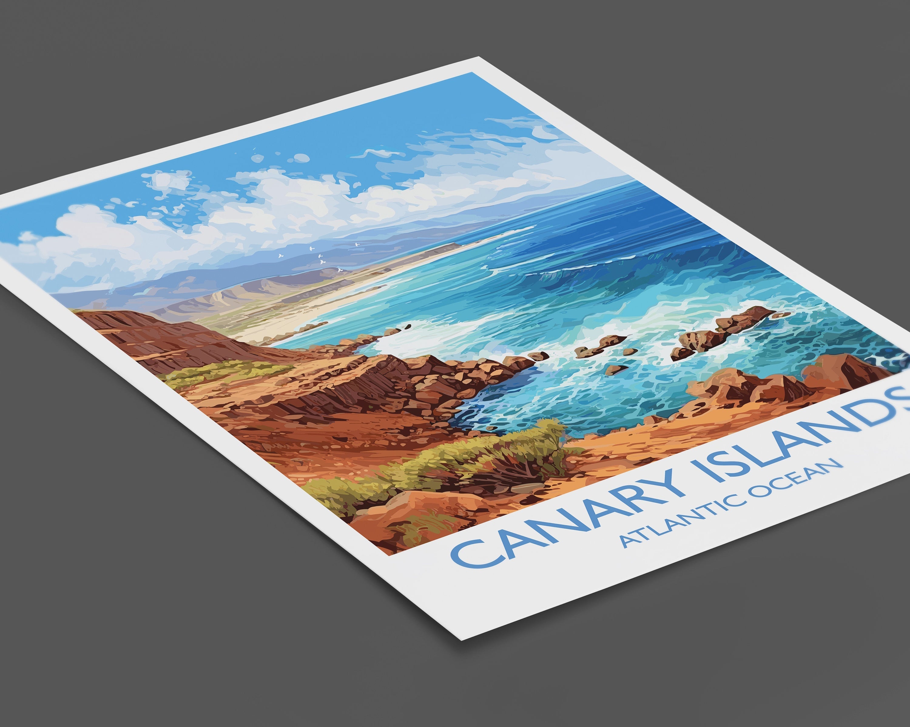 Canary Islands Travel Print, Travel Poster of Canary Islands , Canary Islands Gift, Wall Art Print NQ Media Designs