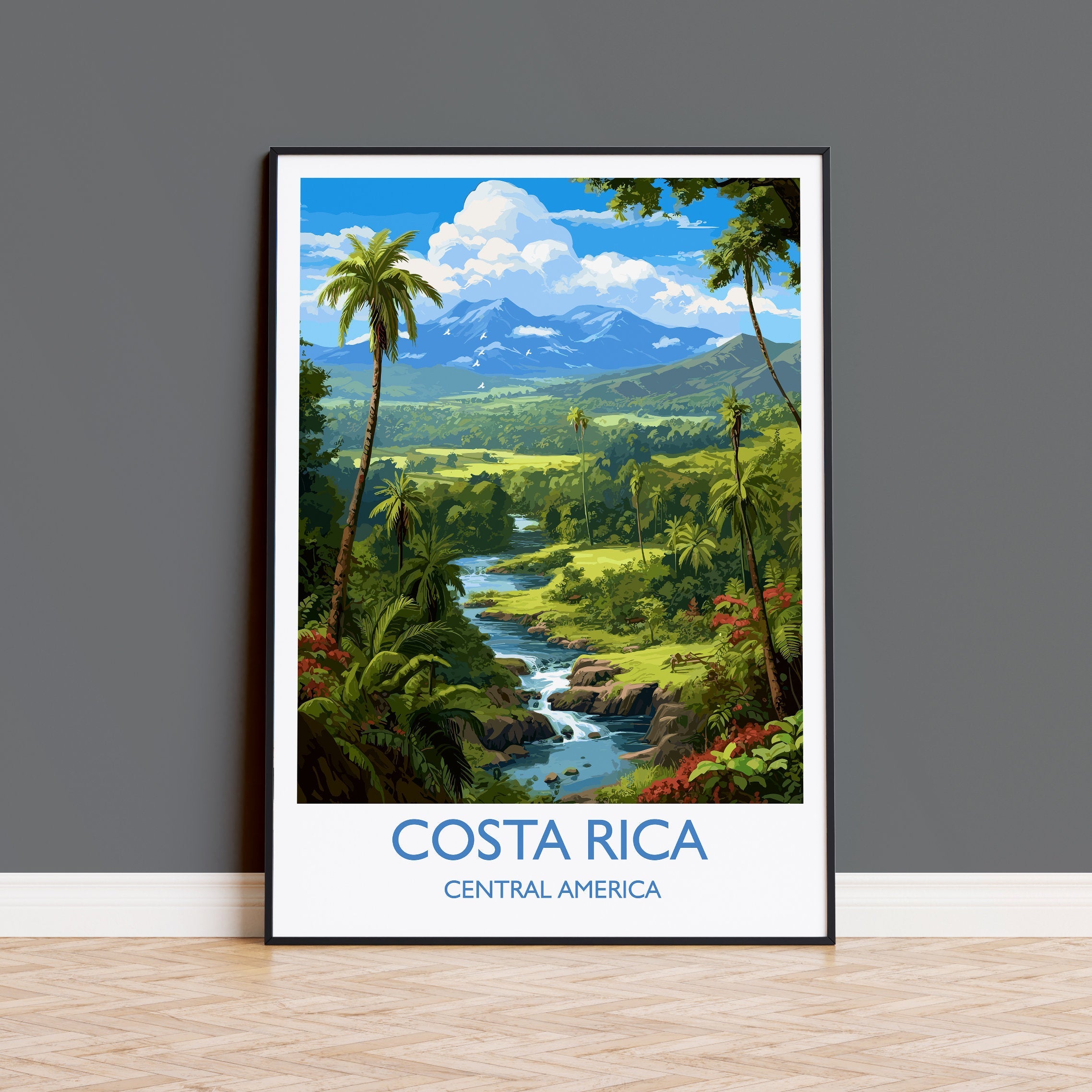 Costa Rica Travel Poster, Travel Print of Costa Rica, Central America, Costa Rica Gift, Wall Art Print NQ Media Designs