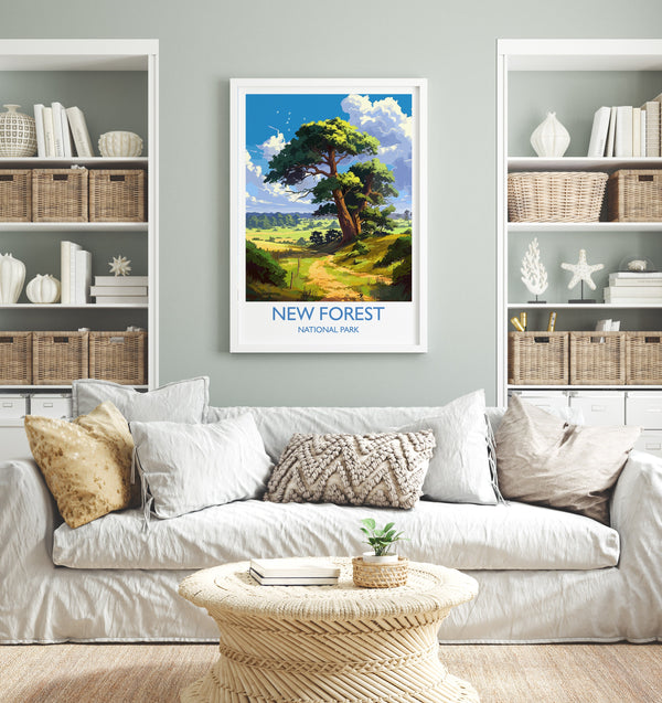 New Forest Travel Print, Travel Poster of New Forest, England, New Forest Art, New Forest Gift, Wall Art Print