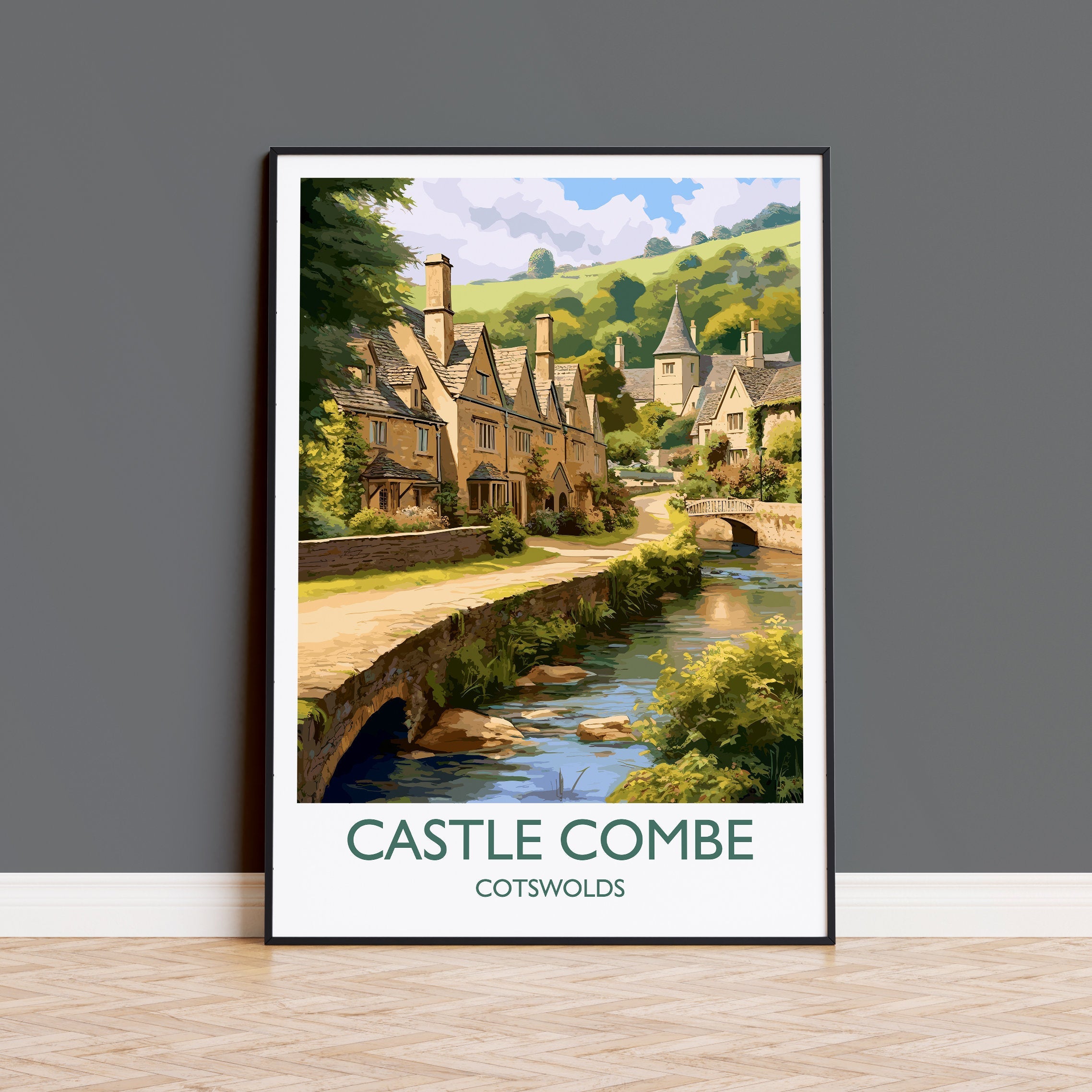 Castle Combe Travel Poster, Travel Print of Castle Combe, England, Cotswolds Art, Cotswolds Gift, Wall Art Print NQ Media Designs