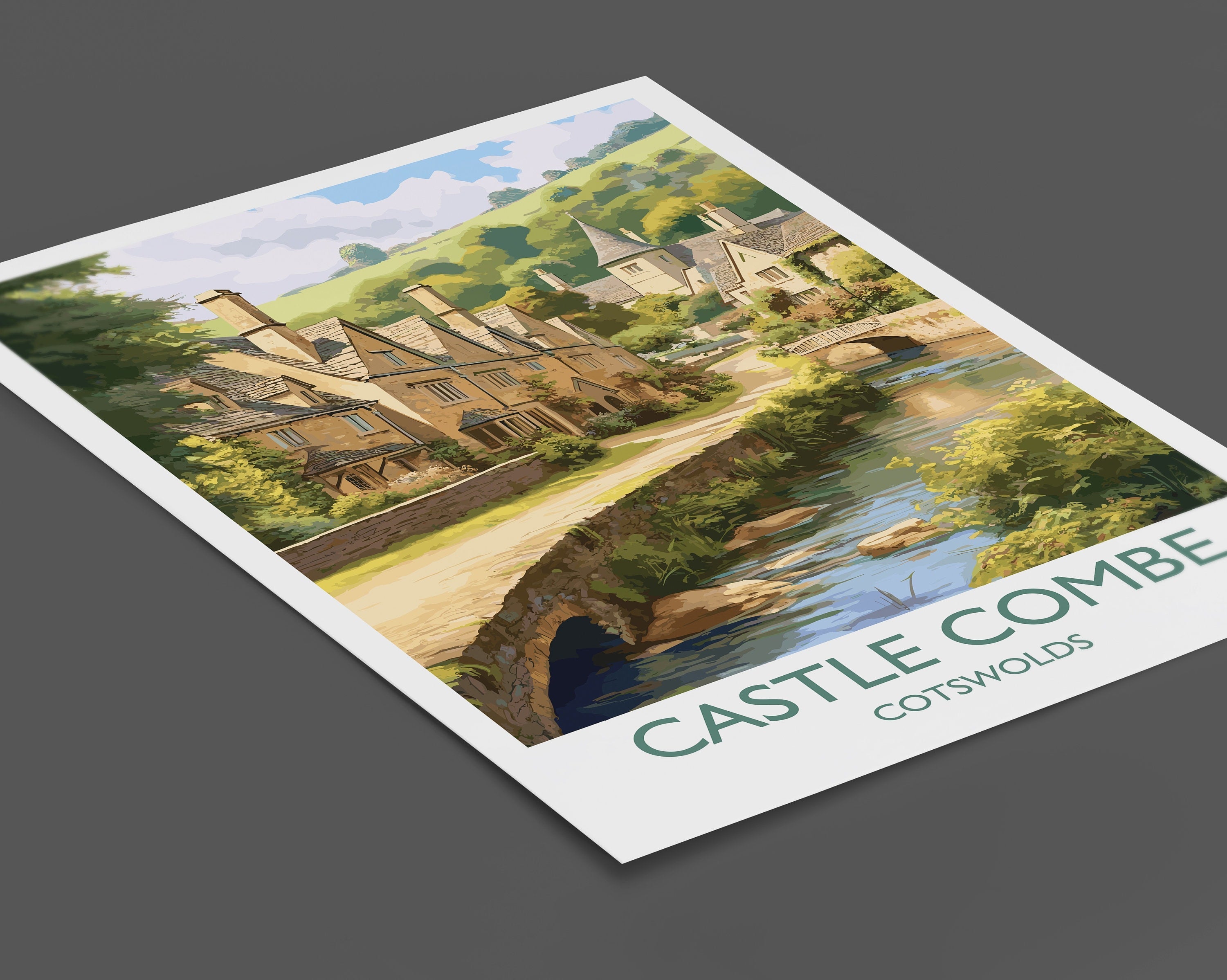 Castle Combe Travel Poster, Travel Print of Castle Combe, England, Cotswolds Art, Cotswolds Gift, Wall Art Print NQ Media Designs
